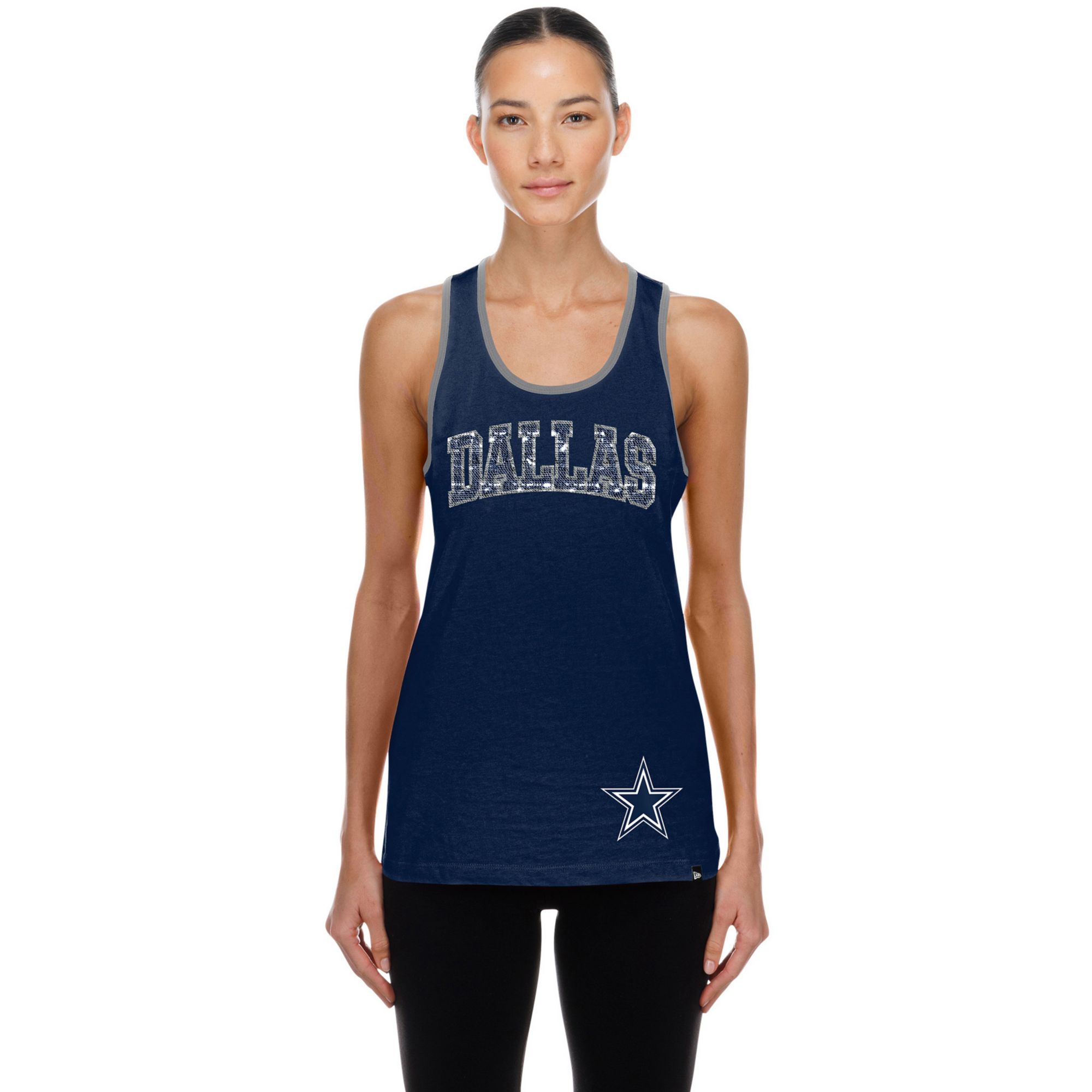 New Era Women's Dallas Cowboys Navy Sequin Tank Top