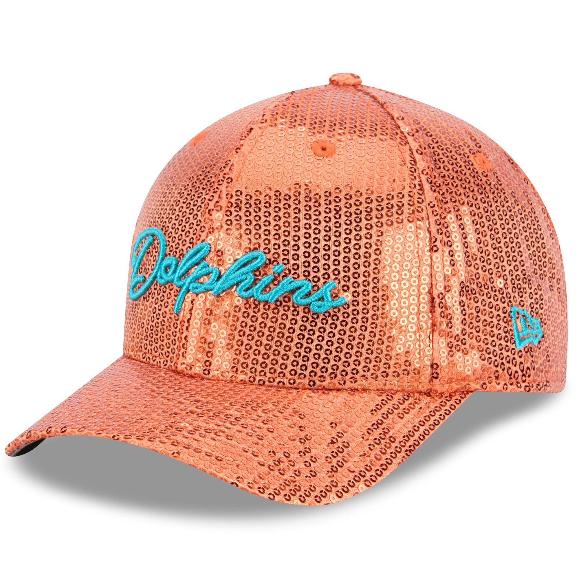 New Era Women's Miami Dolphins Turquoise Sequin Script 9Forty Adjustable Hat