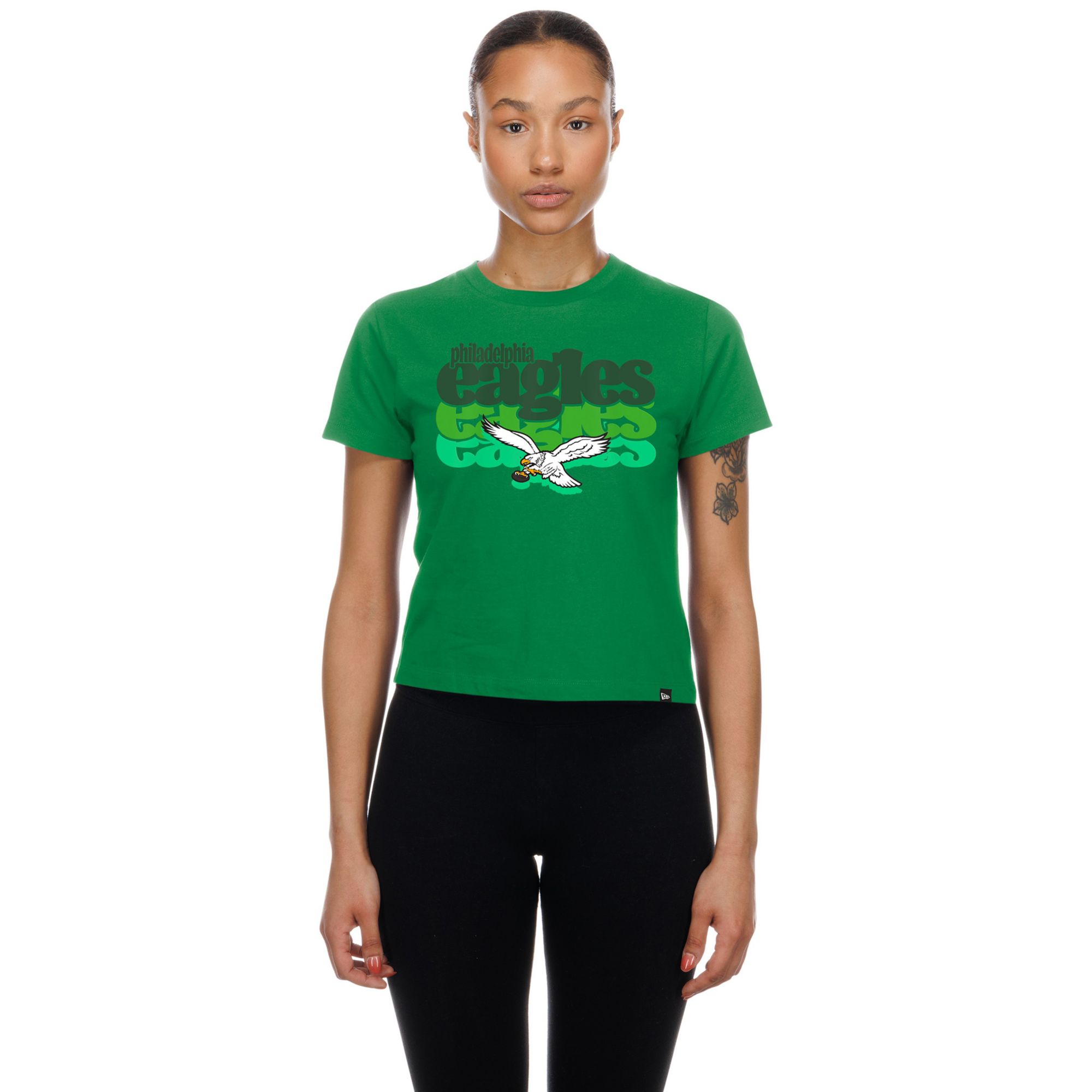 New Era Women's Philadelphia Eagles Green Fan Shrunken T-Shirt