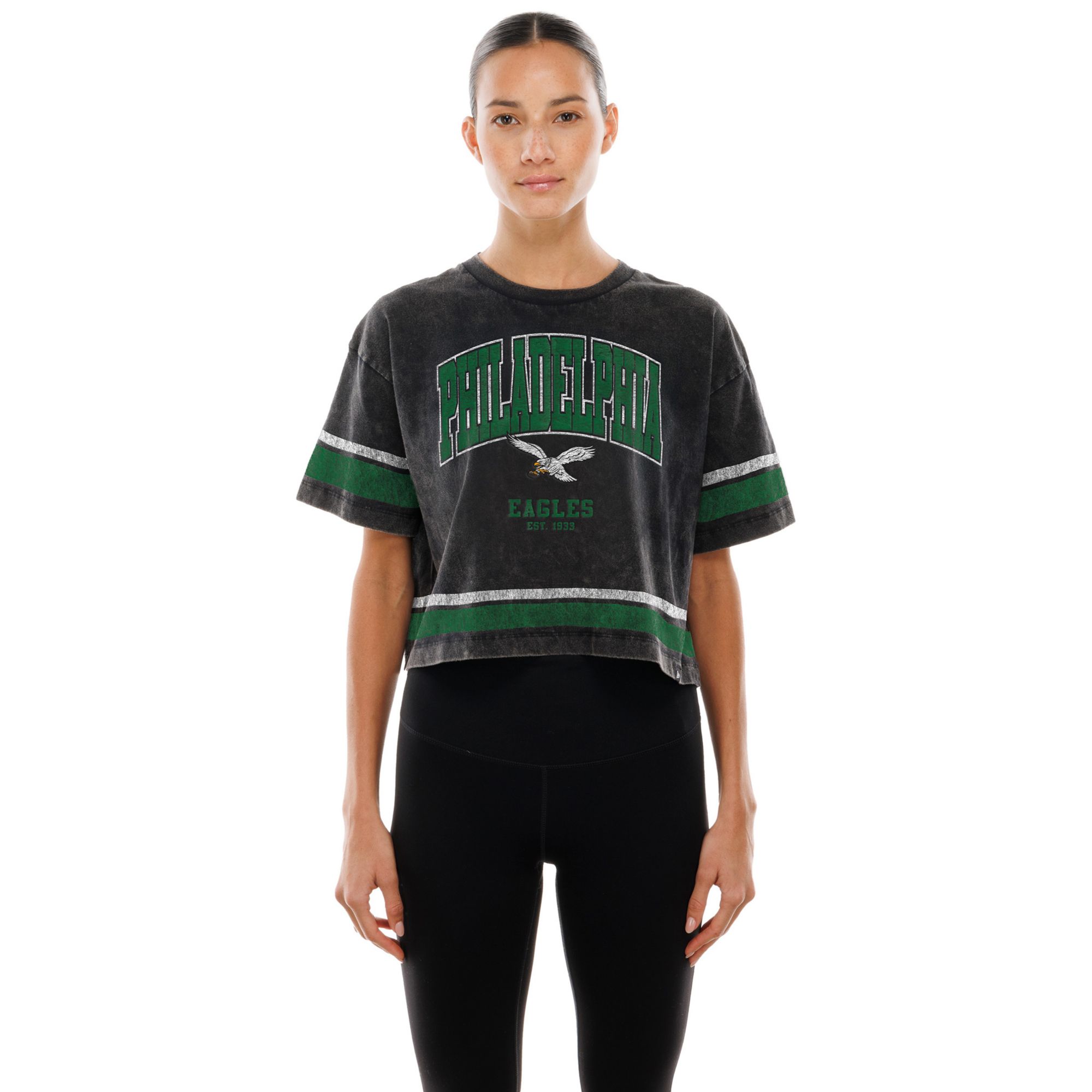 New Era Women's Philadelphia Eagles Black Sport Boxy T-Shirt