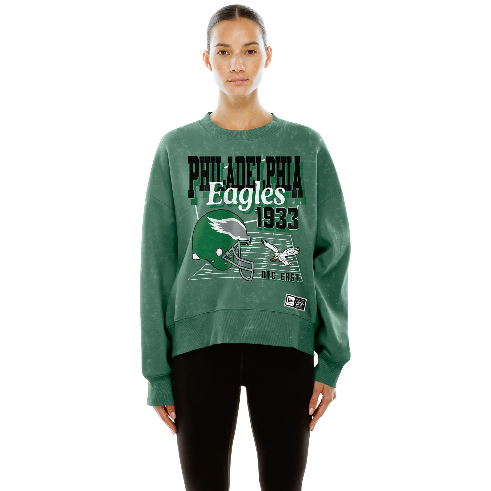 New Era Women's Philadelphia Eagles Green Washed Crewneck Sweatshirt