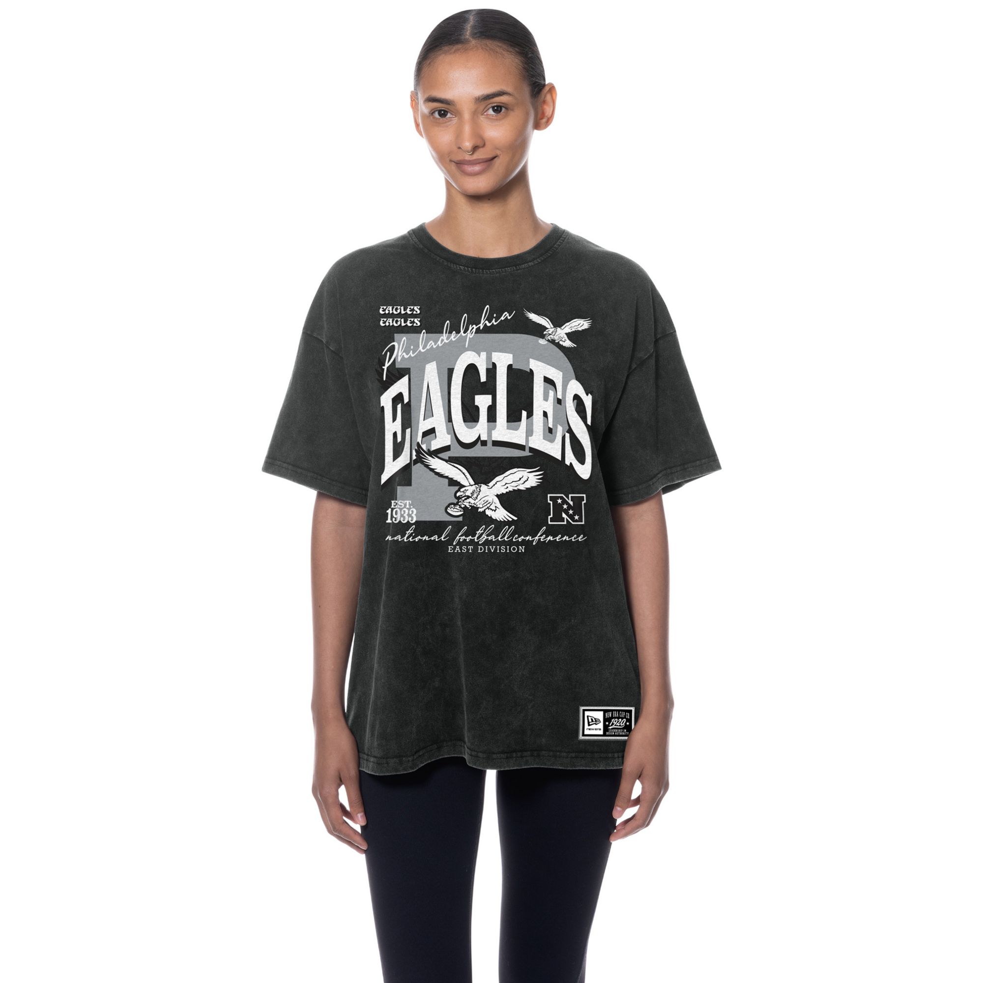 New Era Women's Philadelphia Eagles Black Washed Oversized T-Shirt