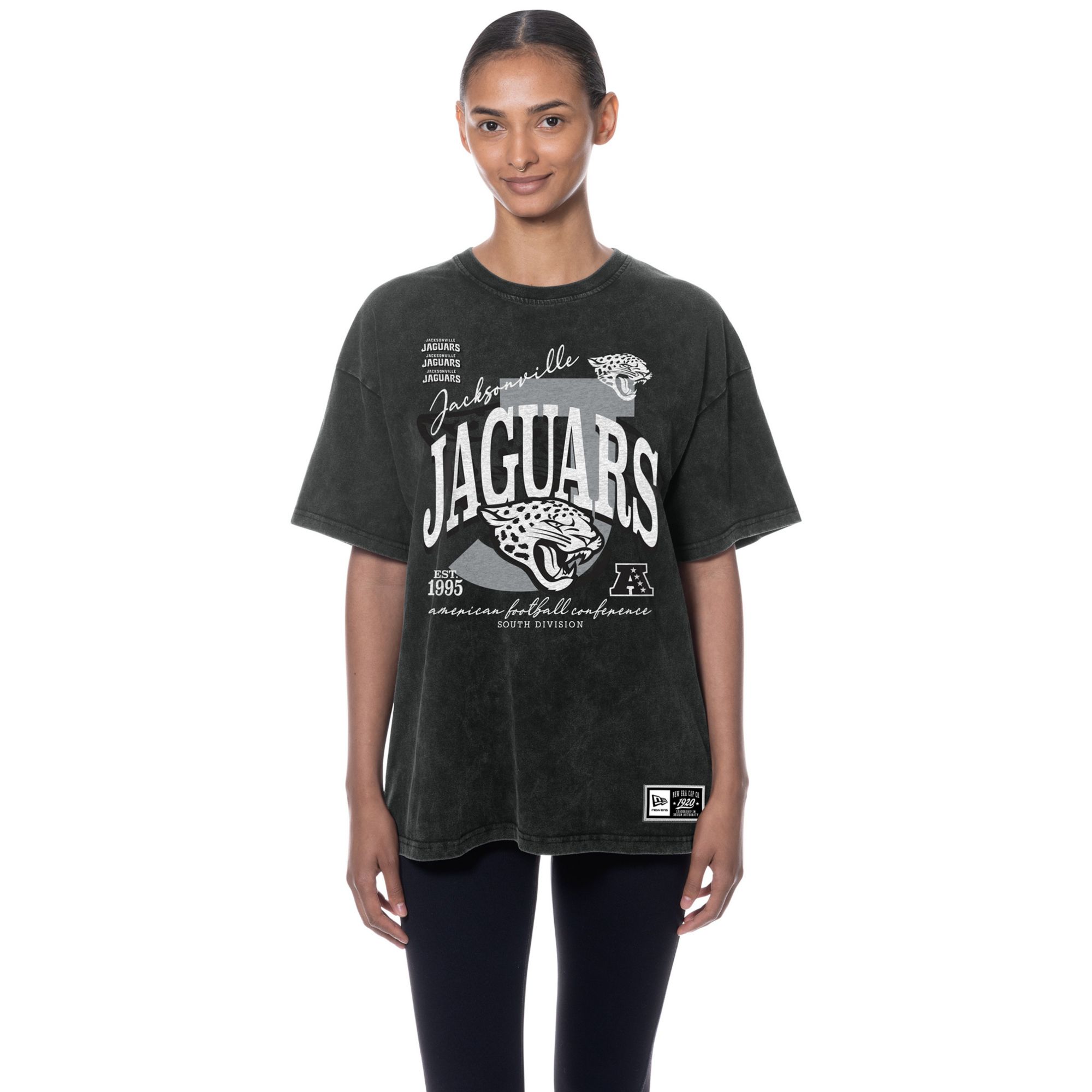 New Era Women's Jacksonville Jaguars Black Washed Oversized T-Shirt