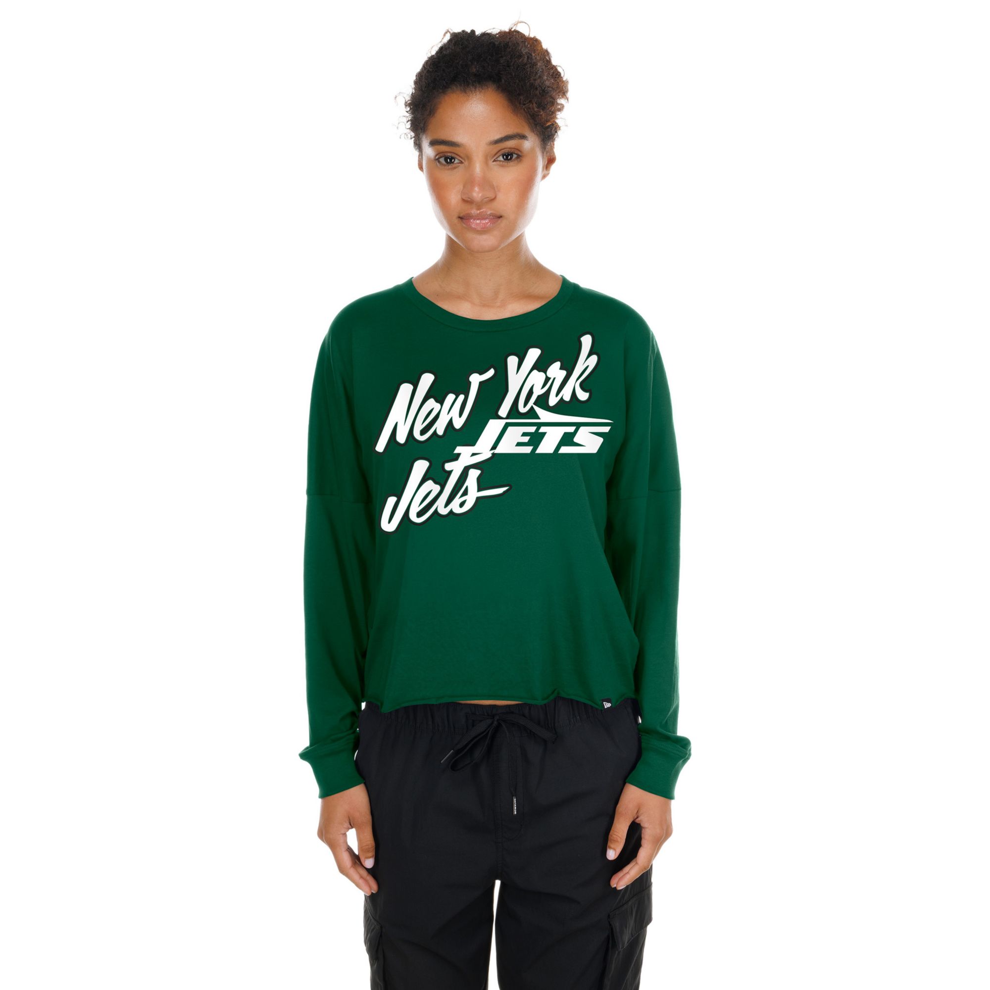 New Era Women's New York Jets Green Fan Script Long Sleeve Shirt