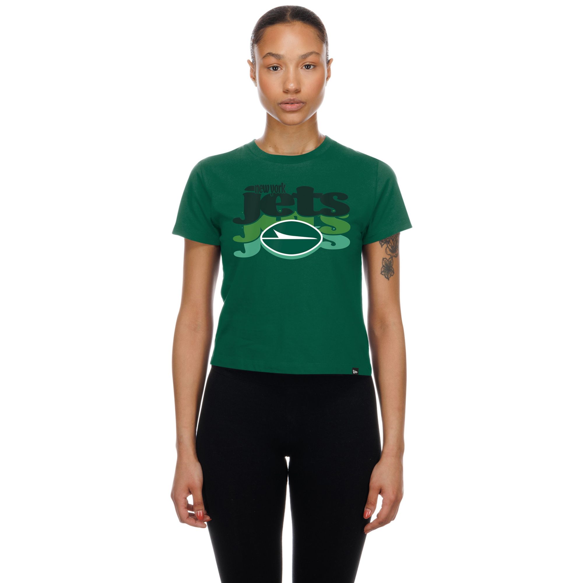 New Era Women's New York Jets Green Fan Shrunken T-Shirt