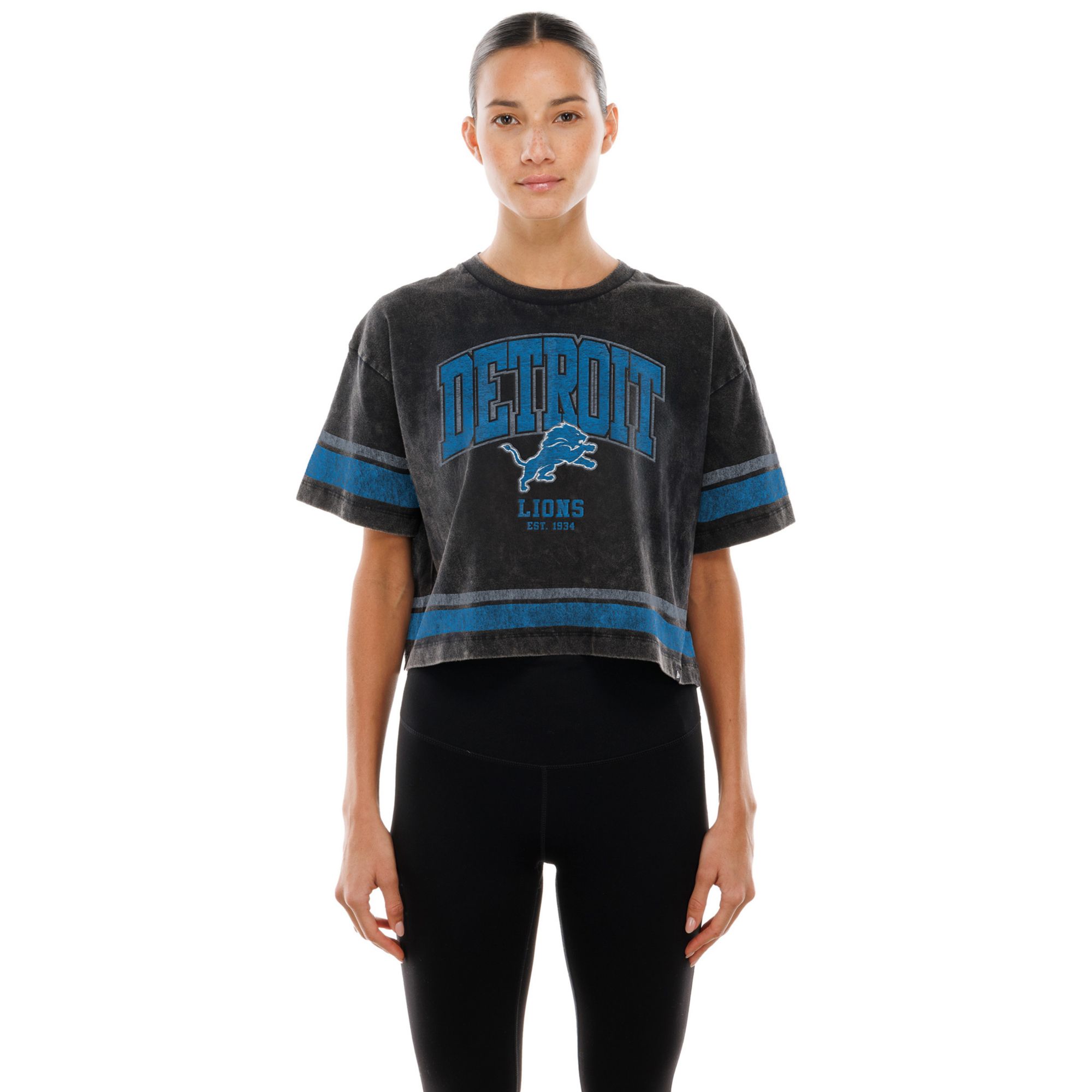 New Era Women's Detroit Lions Black Sport Boxy T-Shirt