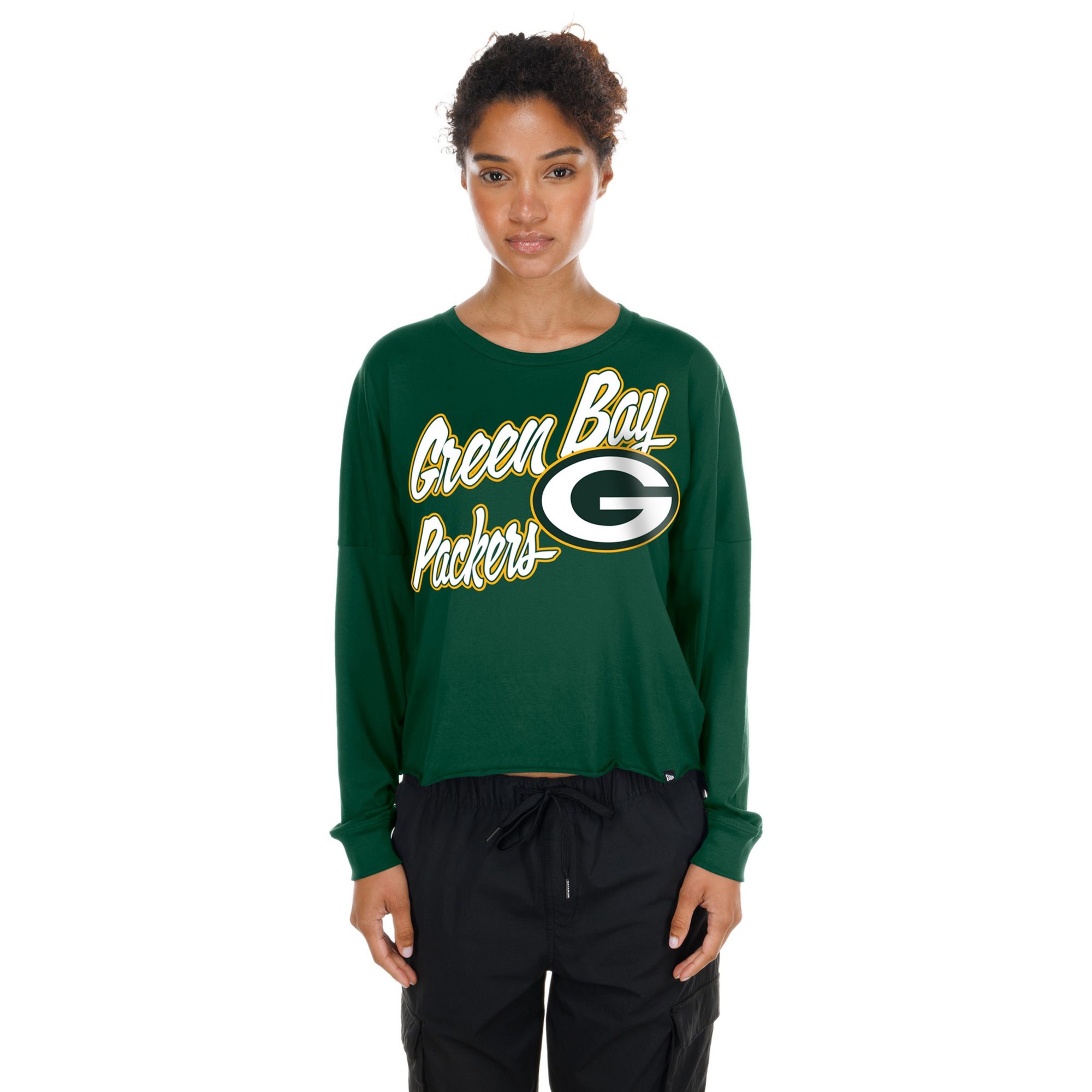 New Era Women's Green Bay Packers Green Fan Script Long Sleeve Shirt