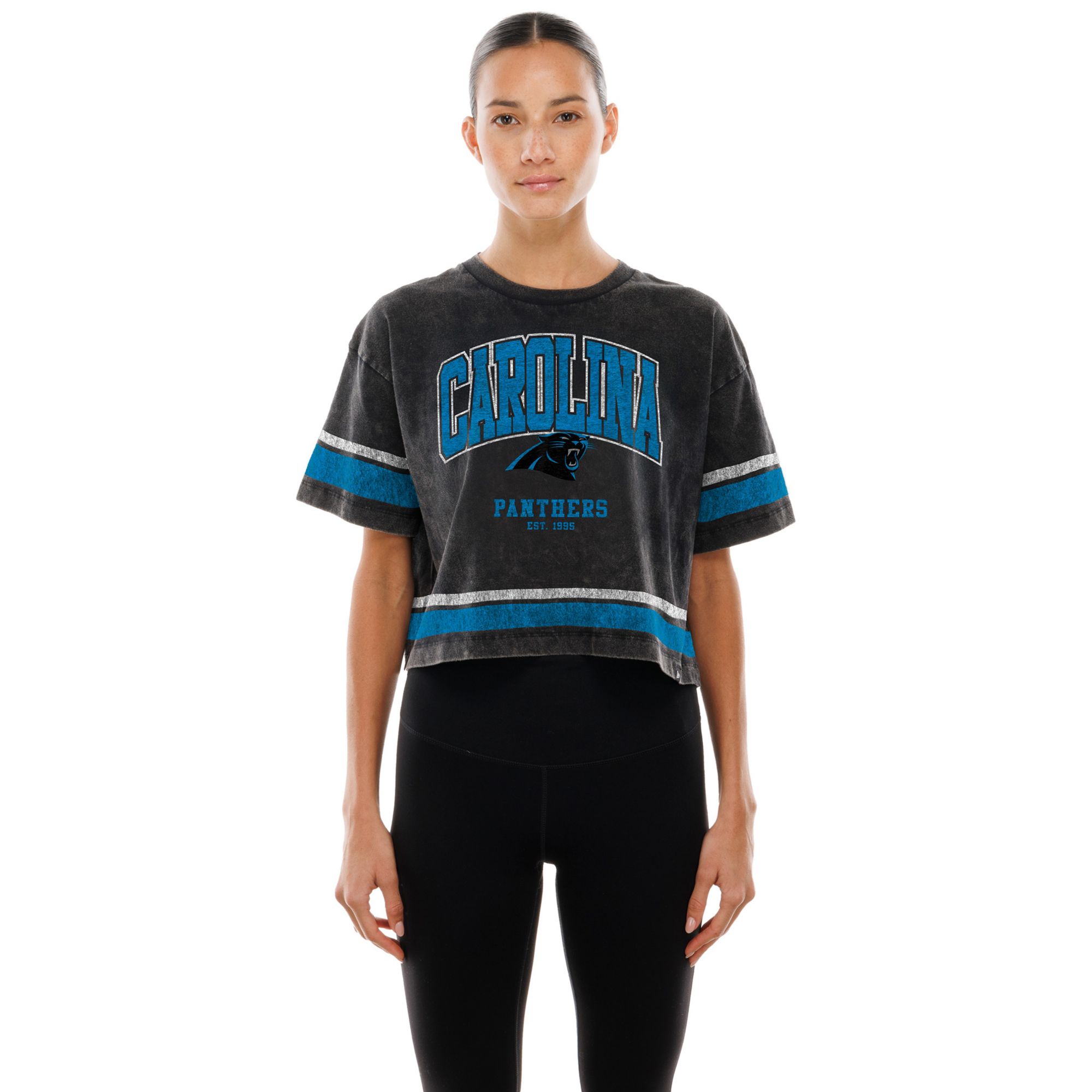 New Era Women's Carolina Panthers Black Sport Boxy T-Shirt