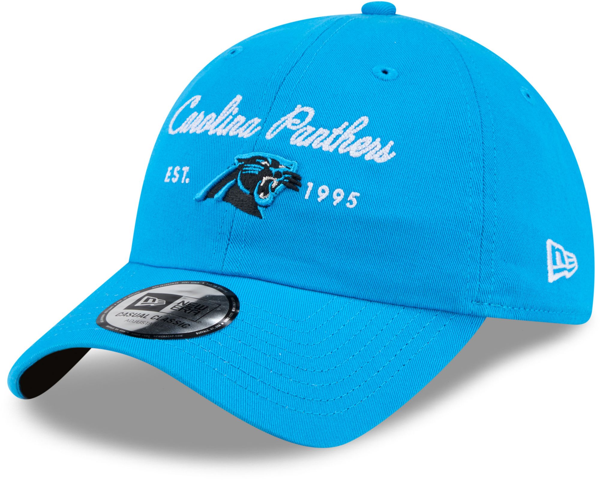New Era Women's Carolina Panthers Medium Blue Script Casual Classic Adjustable Hat