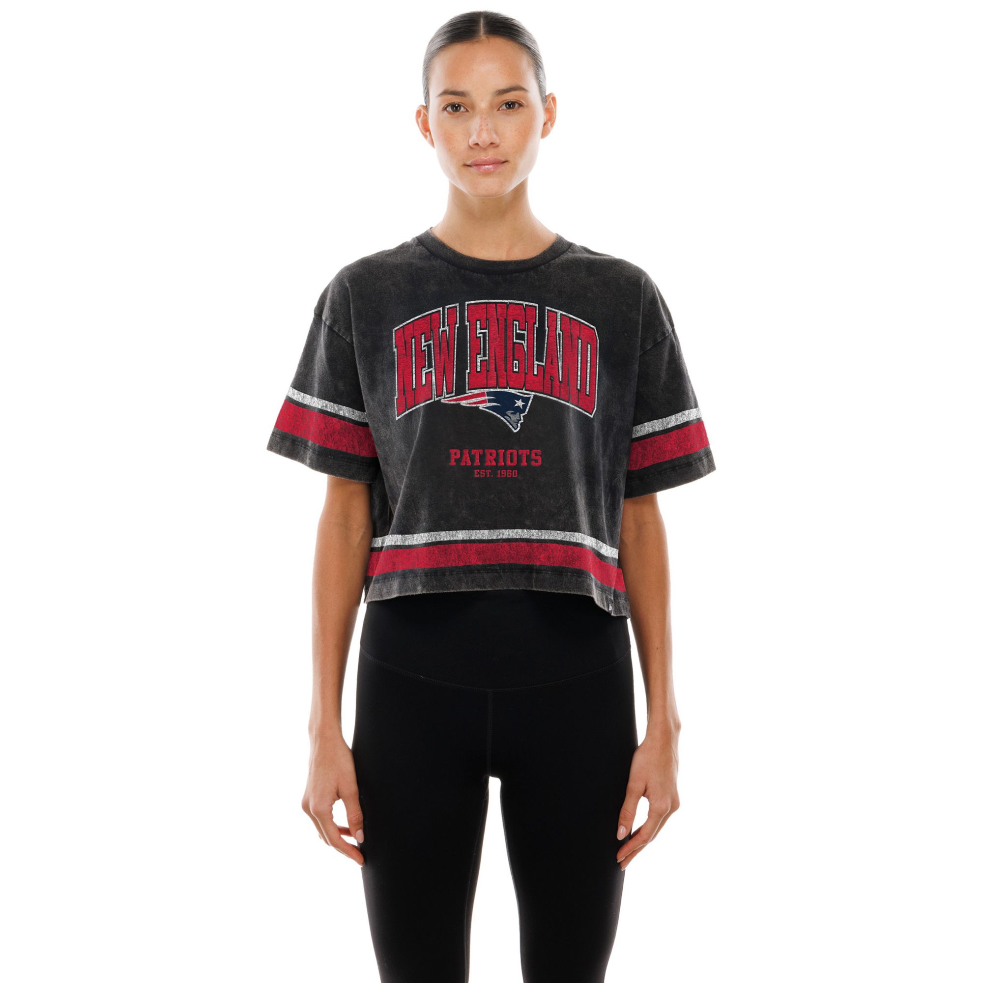 New Era Women's New England Patriots Black Sport Boxy T-Shirt