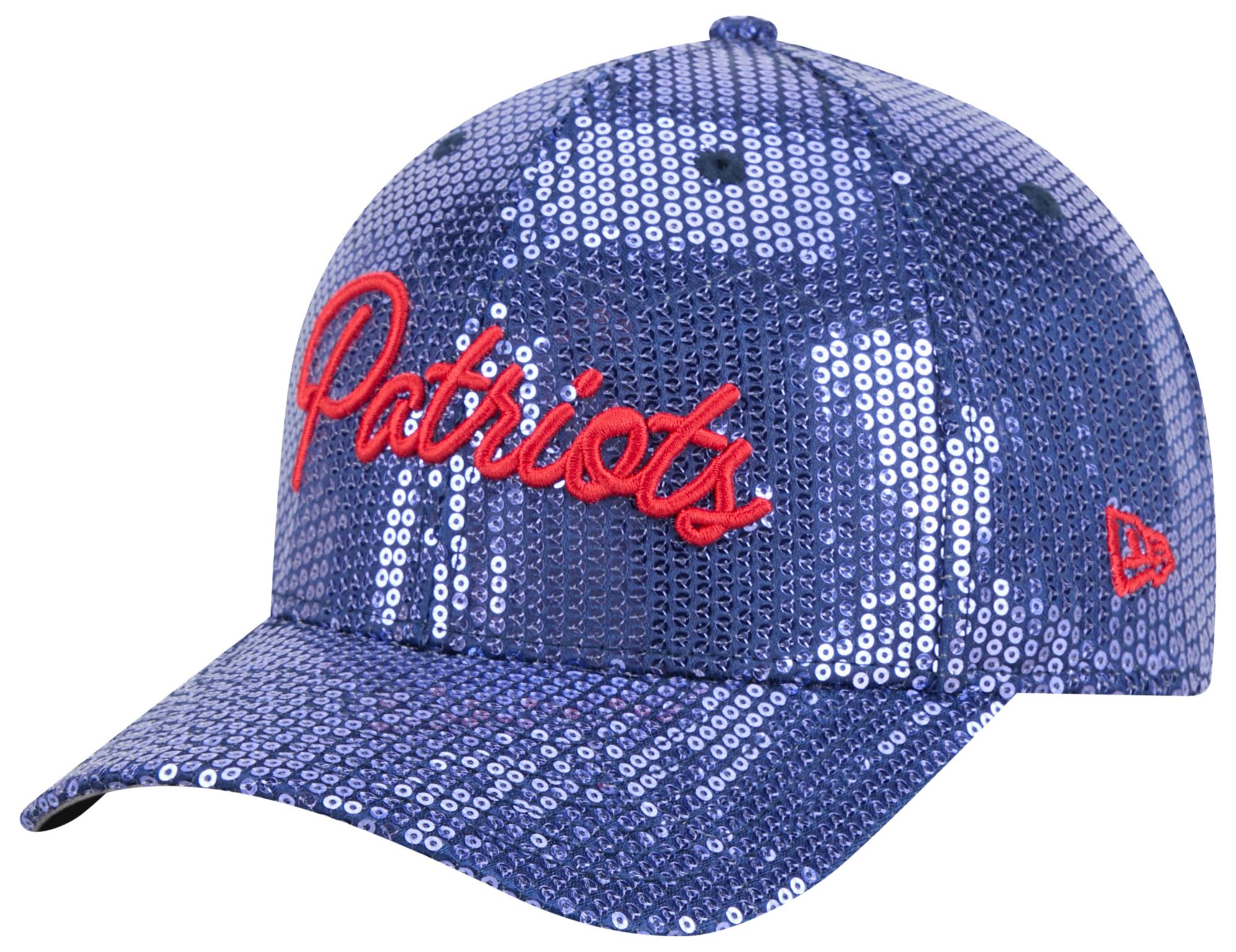 New Era Women's New England Patriots Dark Blue Sequin Script 9Forty Adjustable Hat