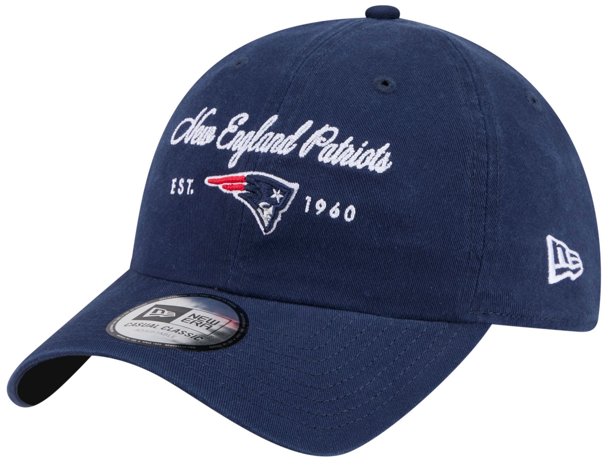 New Era Women's New England Patriots Dark Blue Script Casual Classic Adjustable Hat