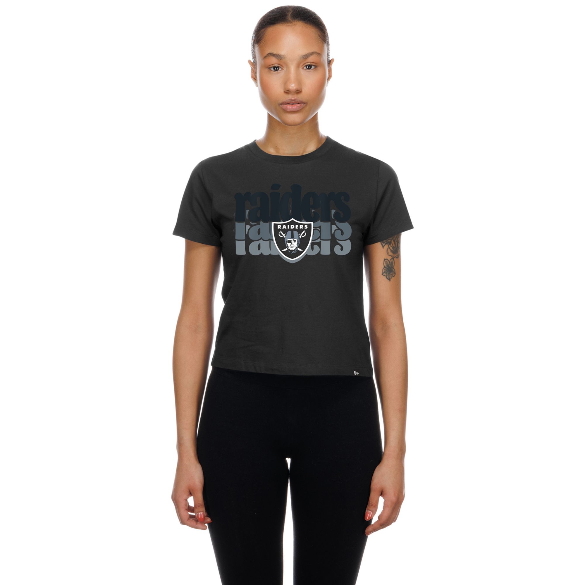 New Era Women's Las Vegas Raiders Black Fan Shrunken T-Shirt