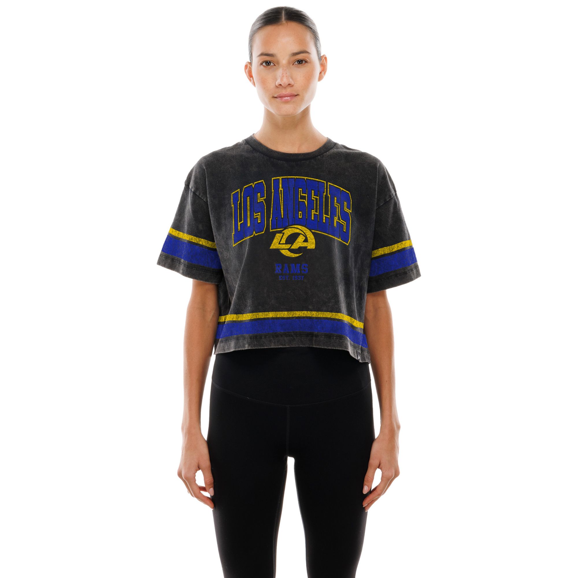 New Era Women's Los Angeles Rams Black Sport Boxy T-Shirt