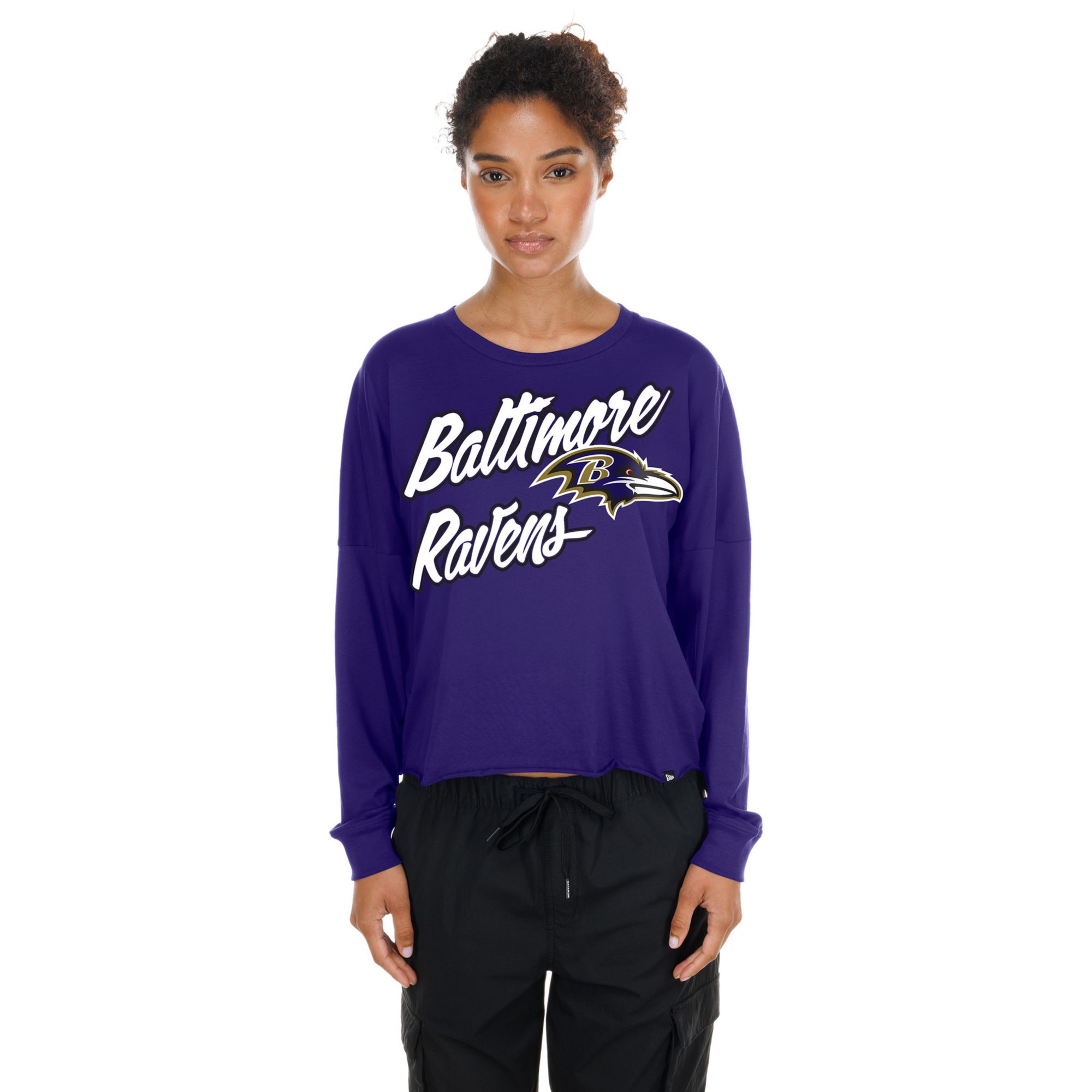 New Era Women's Baltimore Ravens Purple Fan Script Long Sleeve Shirt