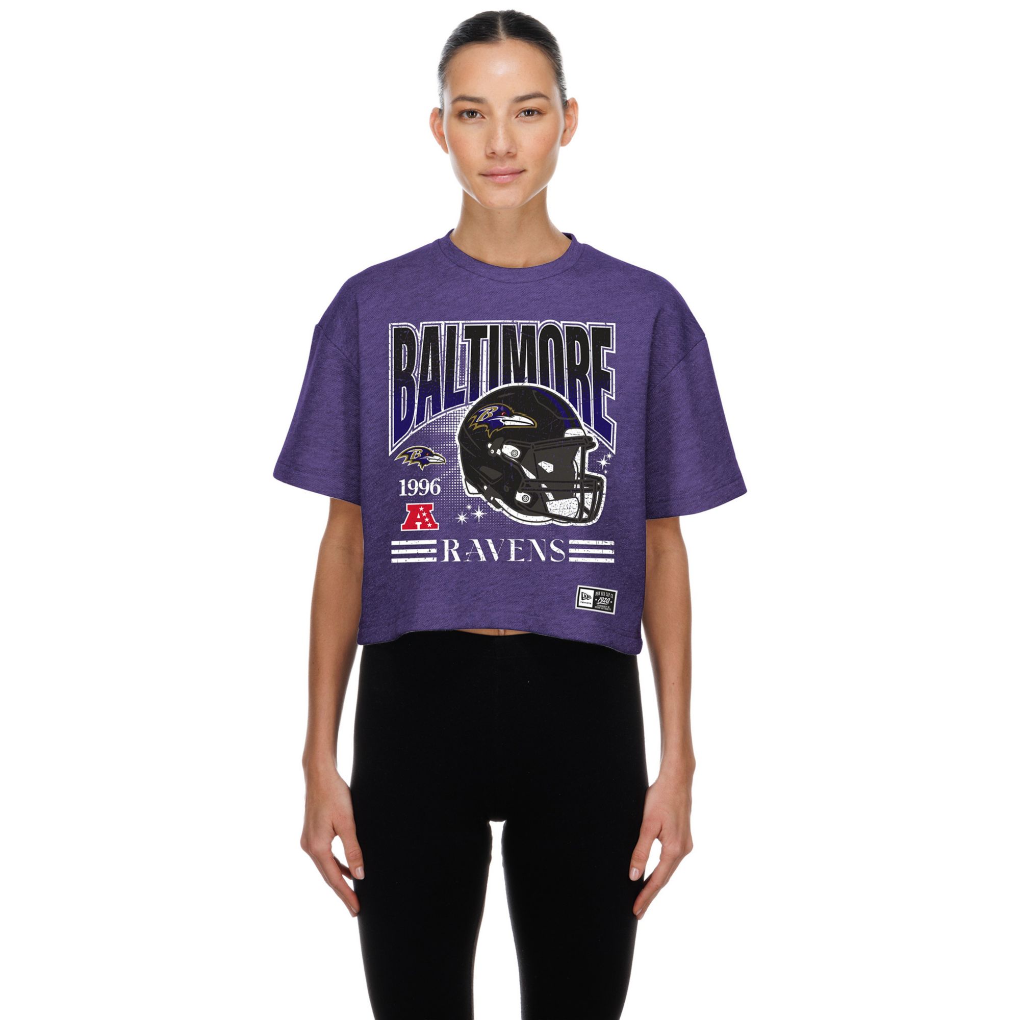 New Era Women's Baltimore Ravens Purple Helmet Boxy T-Shirt