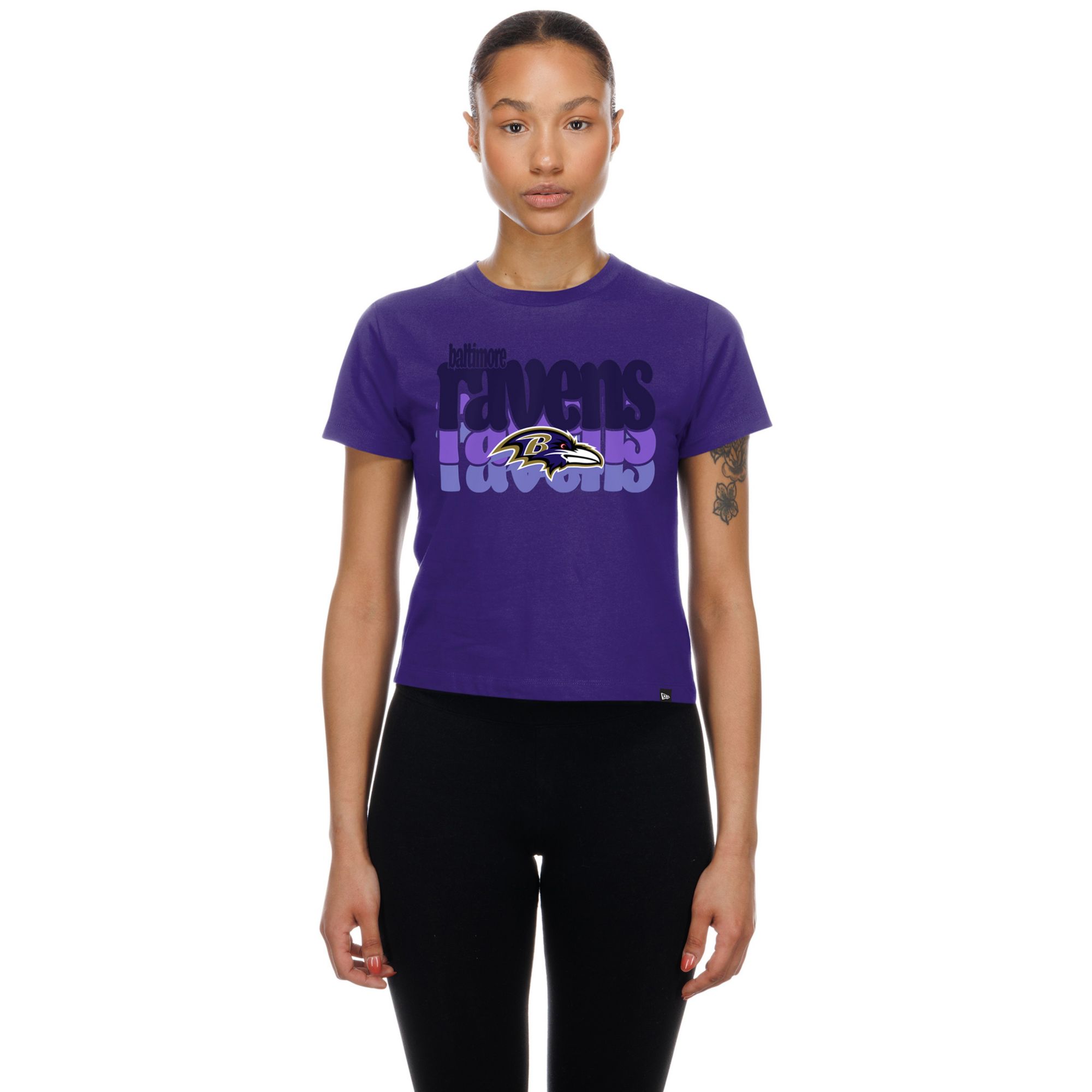 New Era Women's Baltimore Ravens Purple Fan Shrunken T-Shirt