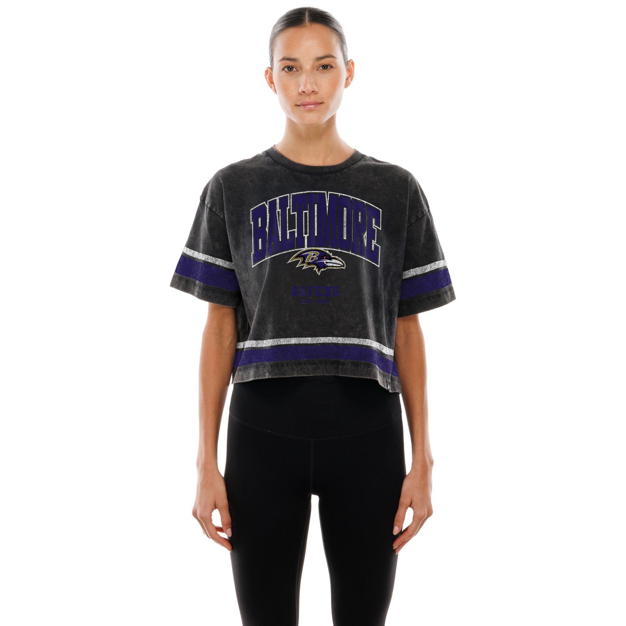 New Era Women's Baltimore Ravens Black Sport Boxy T-Shirt
