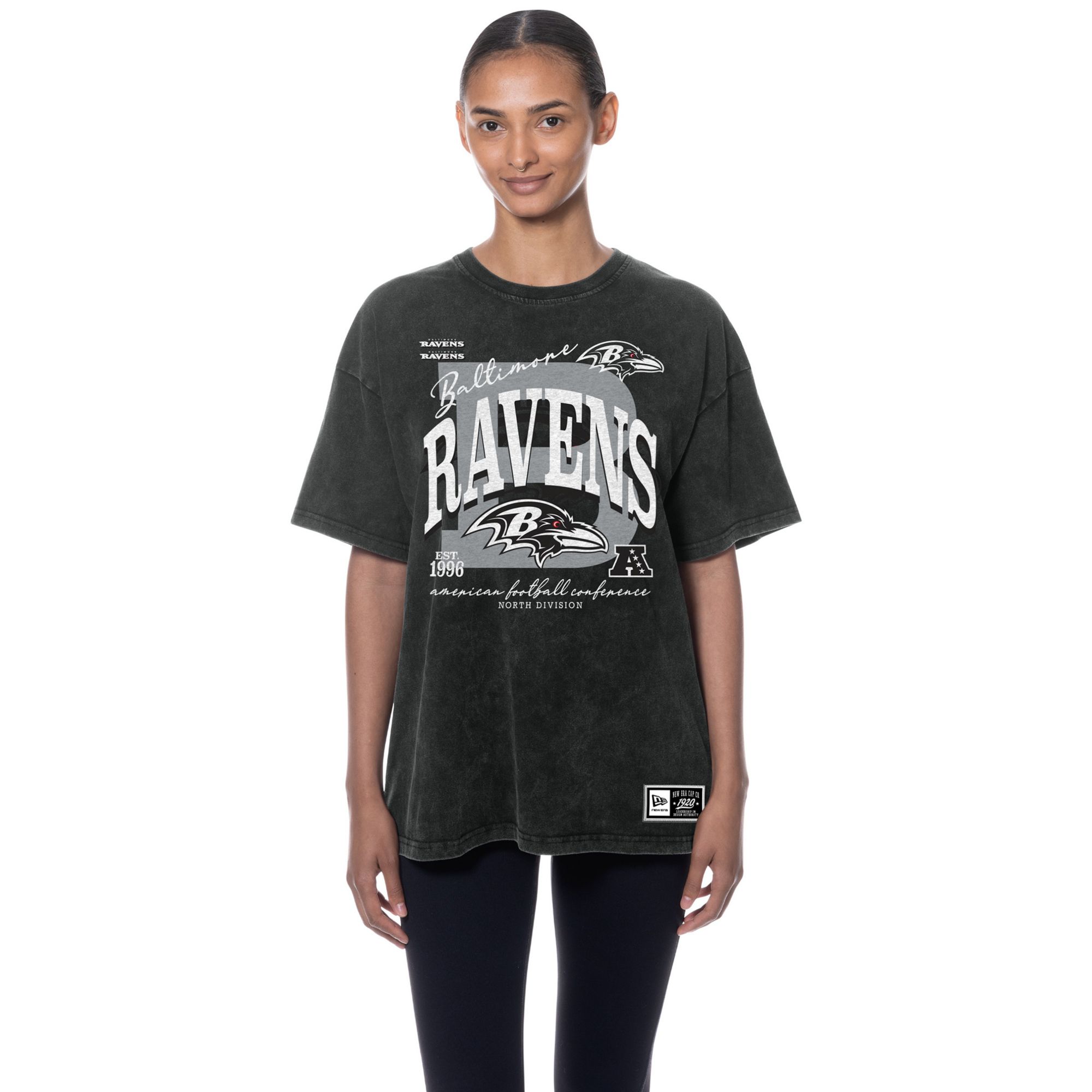 New Era Women's Baltimore Ravens Black Washed Oversized T-Shirt