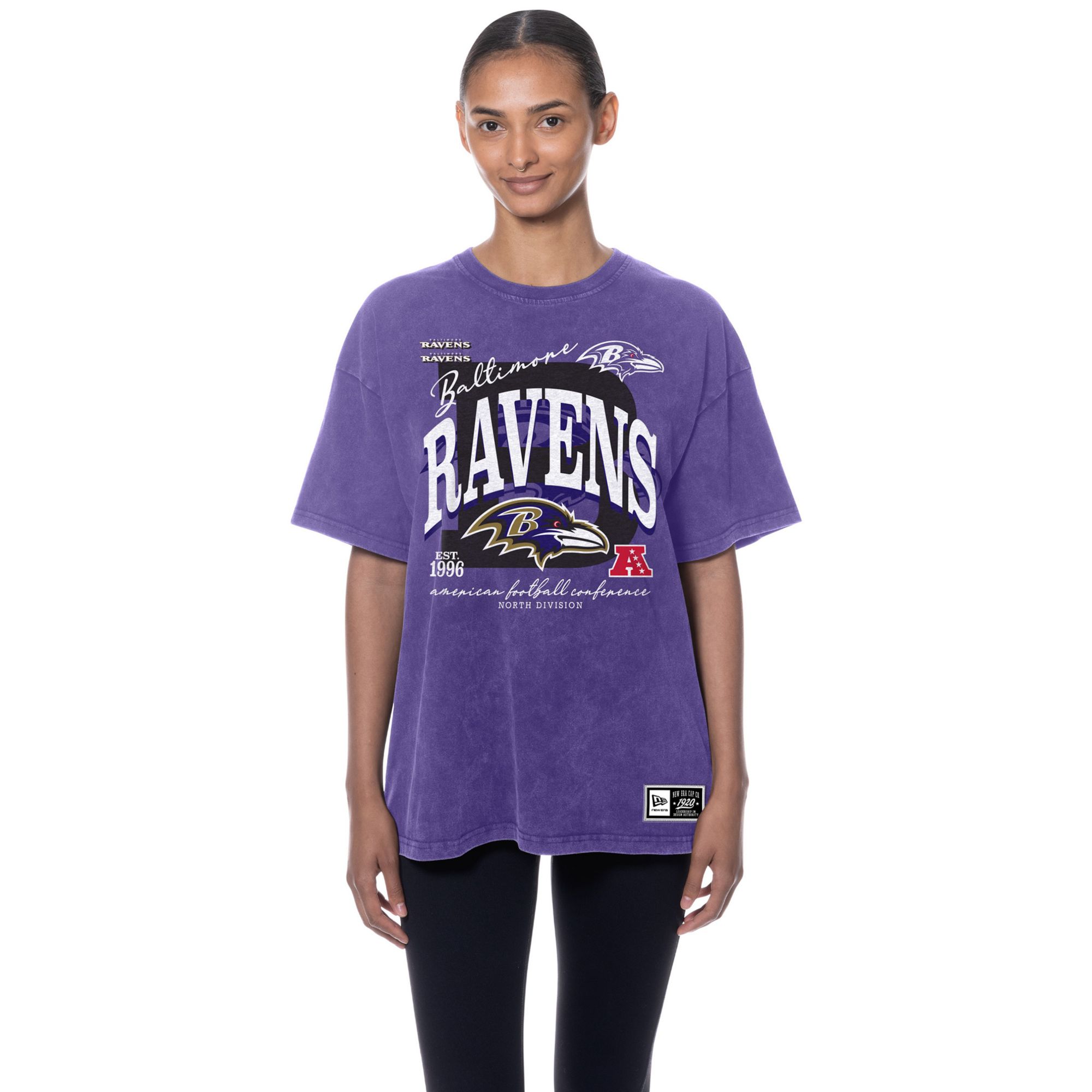 New Era Women's Baltimore Ravens Purple Oversized Acid Washed T-Shirt