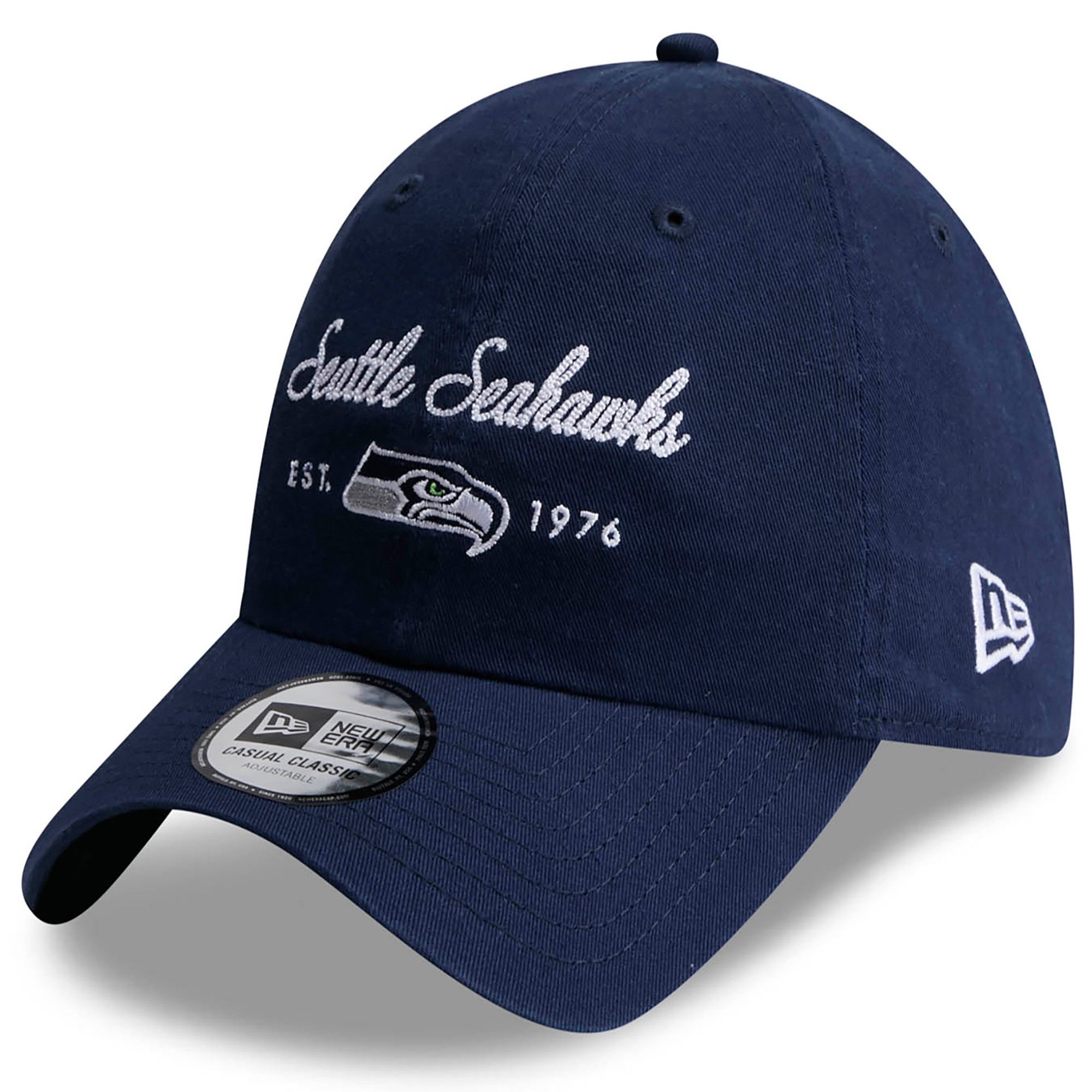 New Era Women's Seattle Seahawks Dark Blue Script Casual Classic Adjustable Hat