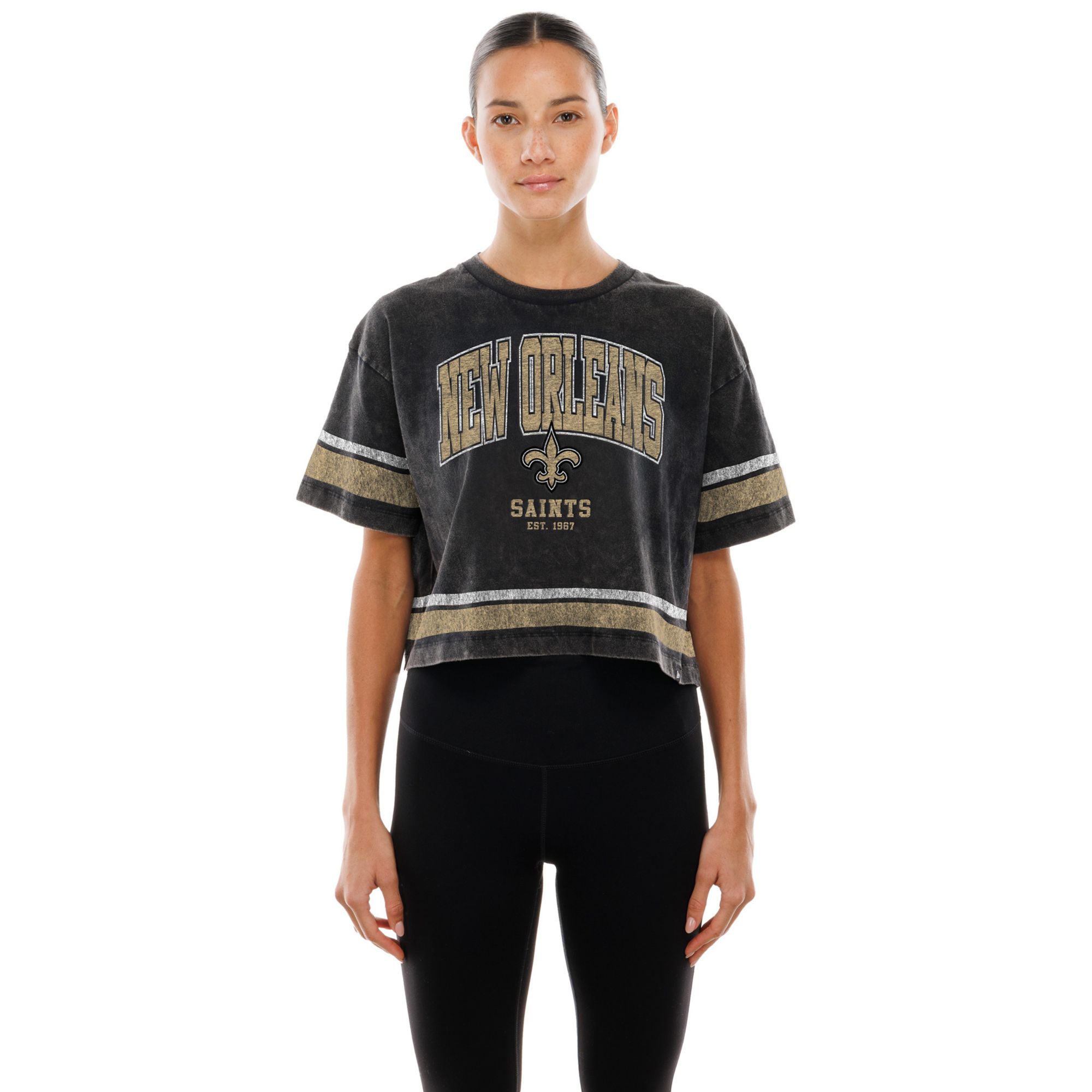 New Era Women's New Orleans Saints Black Sport Boxy T-Shirt