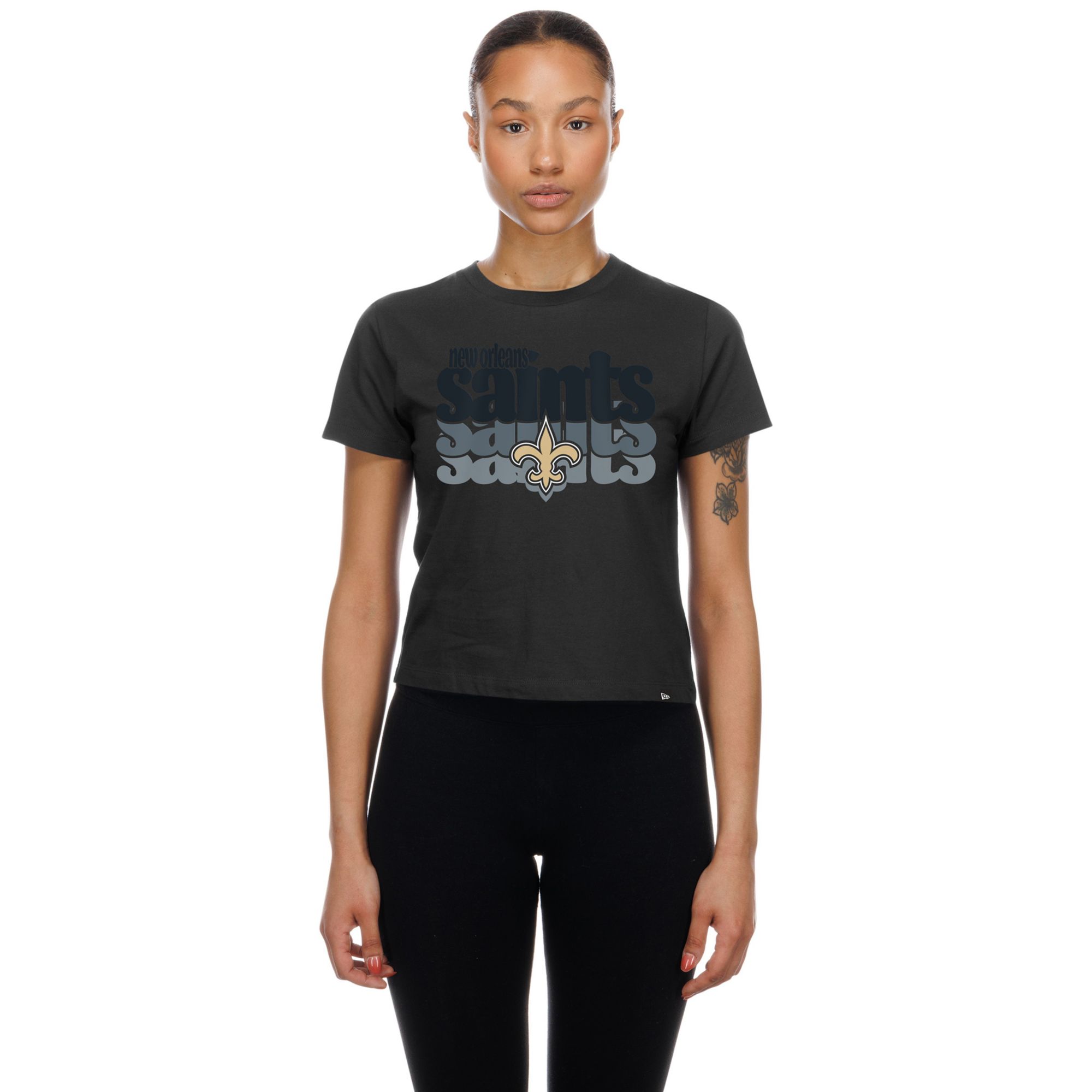 New Era Women's New Orleans Saints Black Fan Shrunken T-Shirt