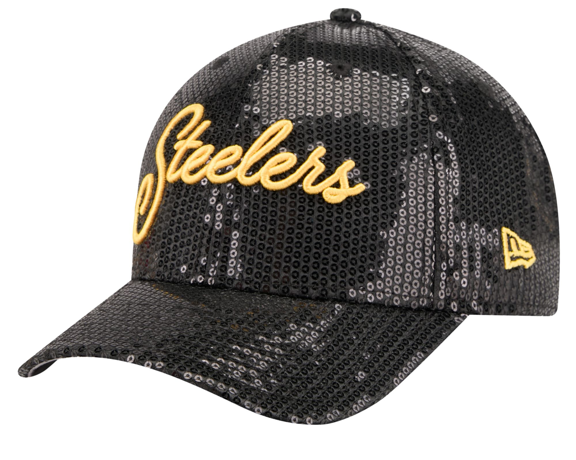 New Era Women's Pittsburgh Steelers Black Sequin Script 9Forty Adjustable Hat