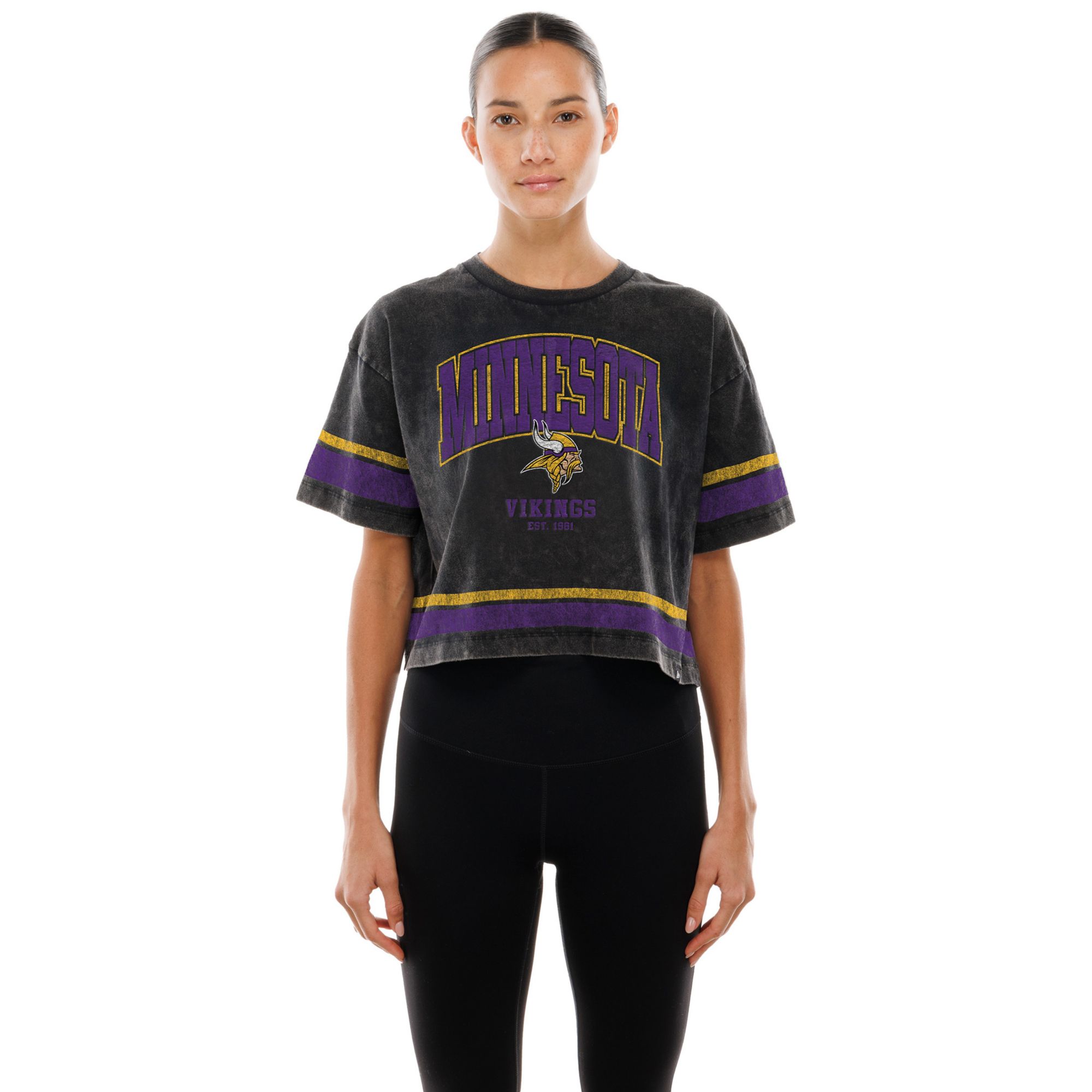 New Era Women's Minnesota Vikings Black Sport Boxy T-Shirt