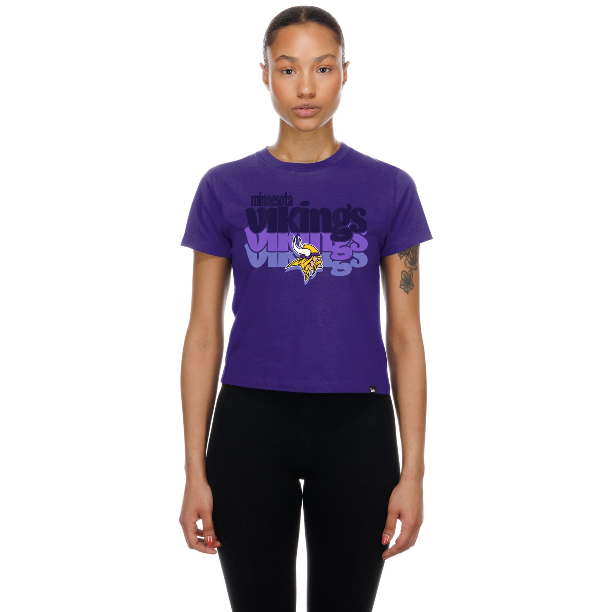 New Era Women's Minnesota Vikings Purple Fan Shrunken T-Shirt