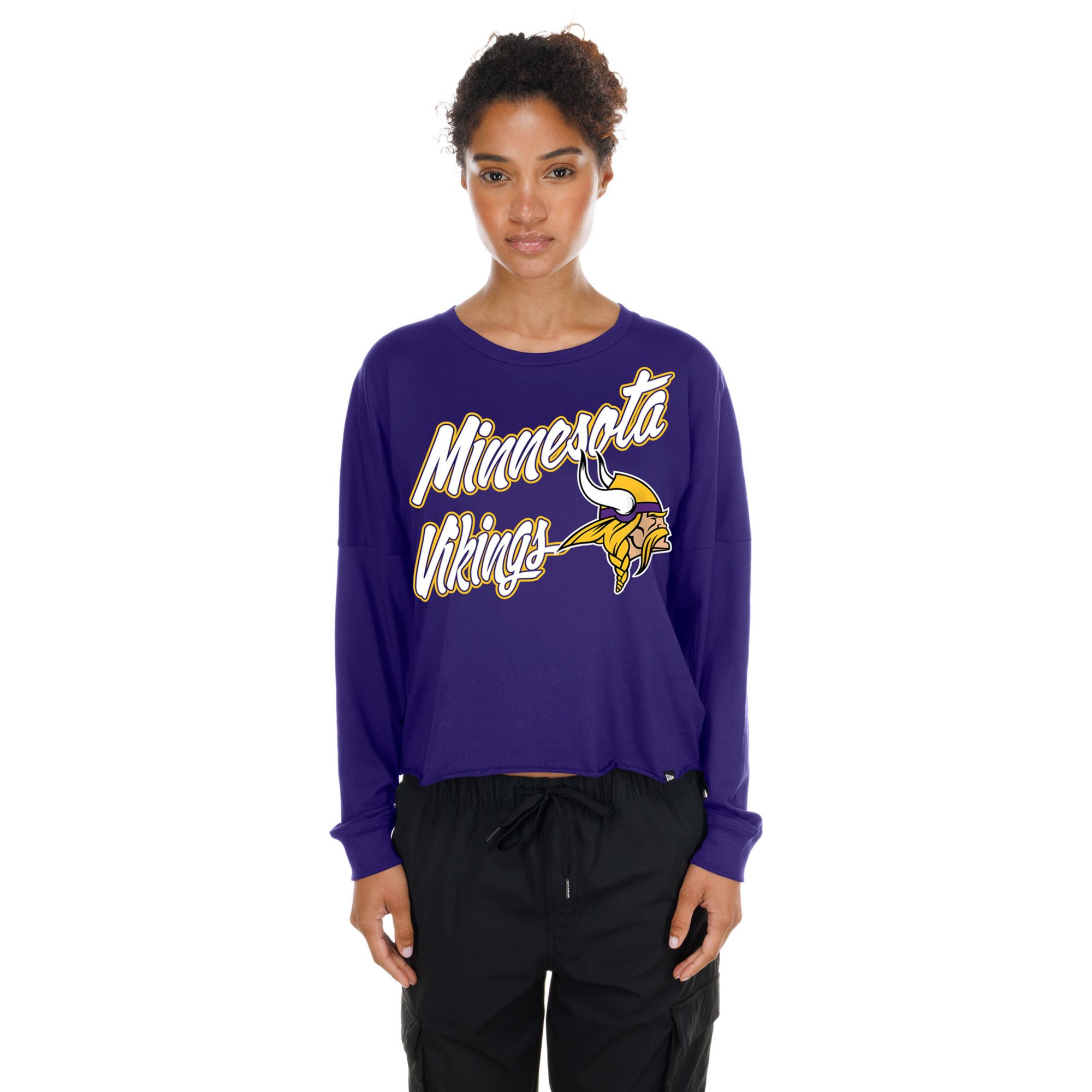 New Era Women's Minnesota Vikings Purple Fan Script Long Sleeve Shirt
