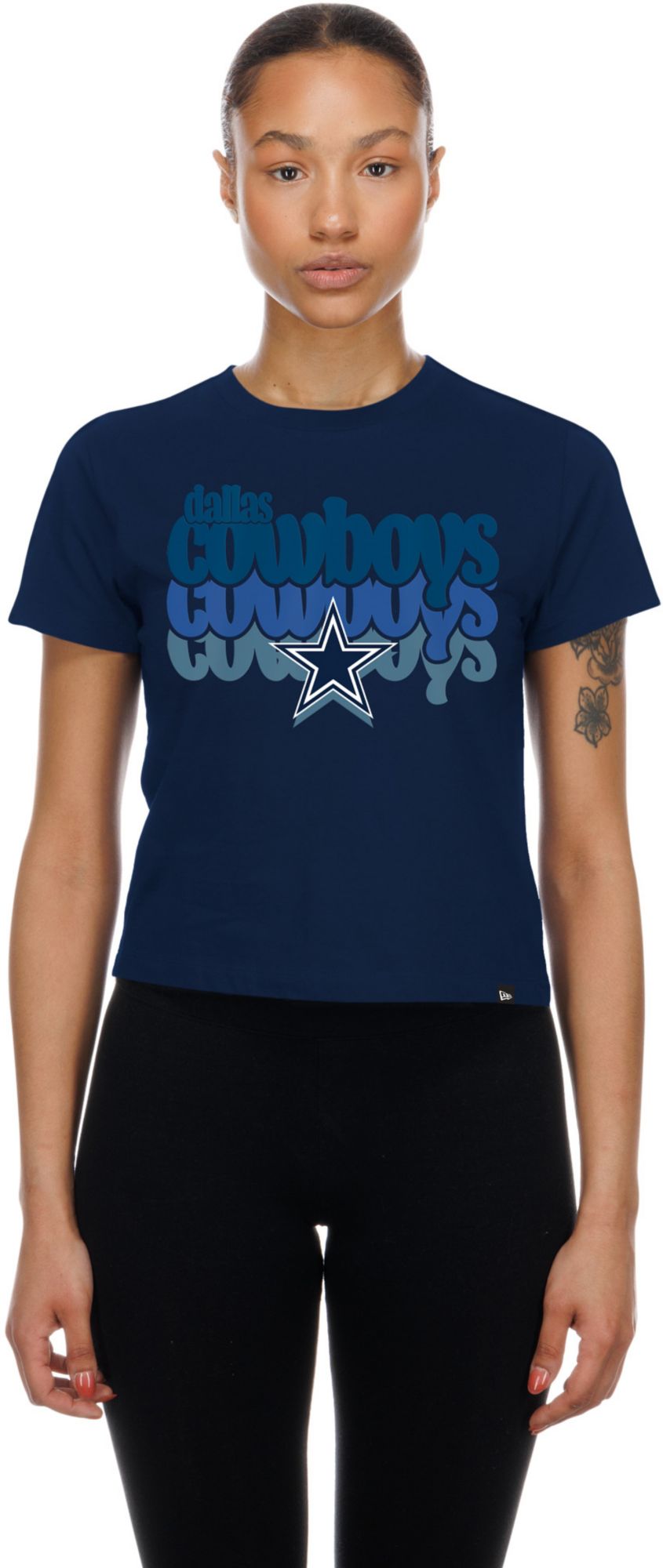 New Era Women's Dallas Cowboys Navy Fan Shrunken T-Shirt