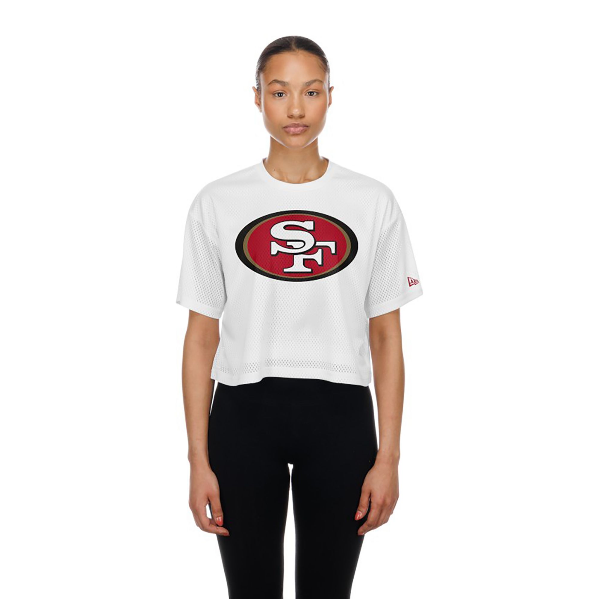 New Era Women's San Francisco 49ers White Mesh Boxy T-Shirt