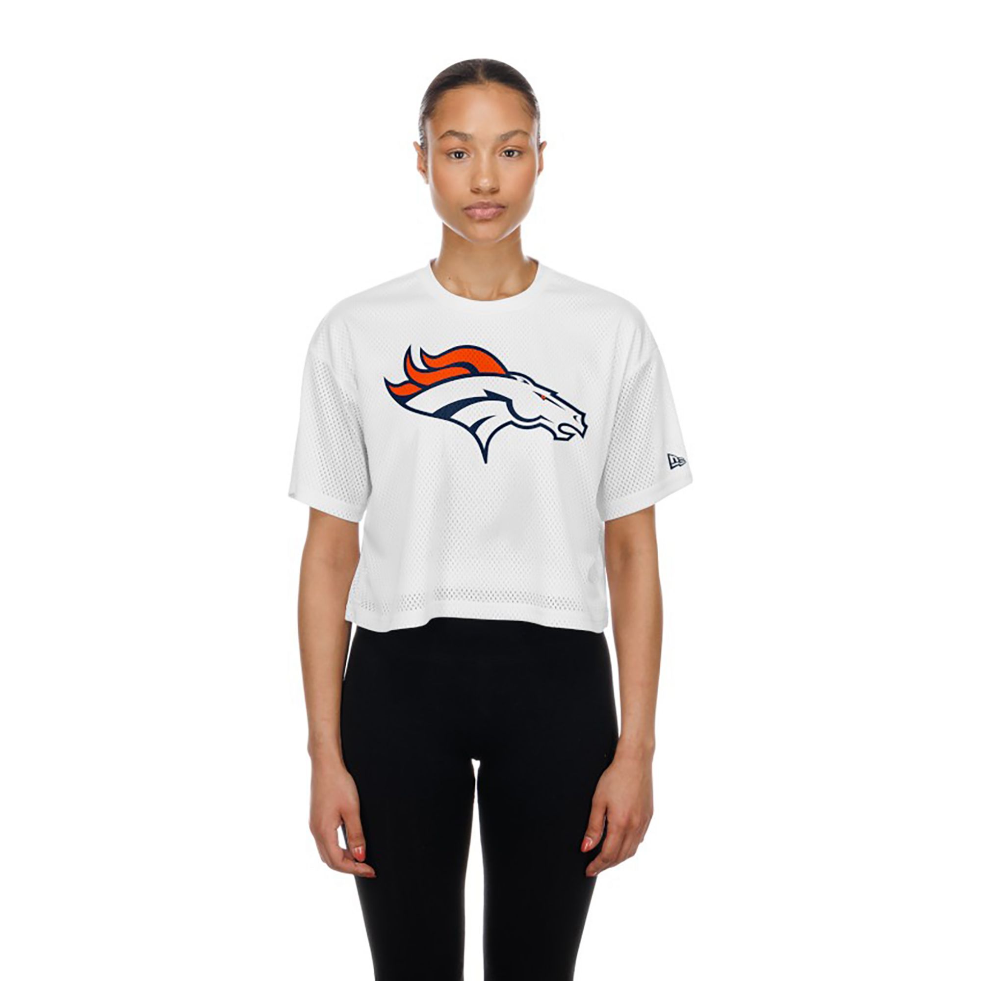 New Era Women's Denver Broncos White Mesh Boxy T-Shirt