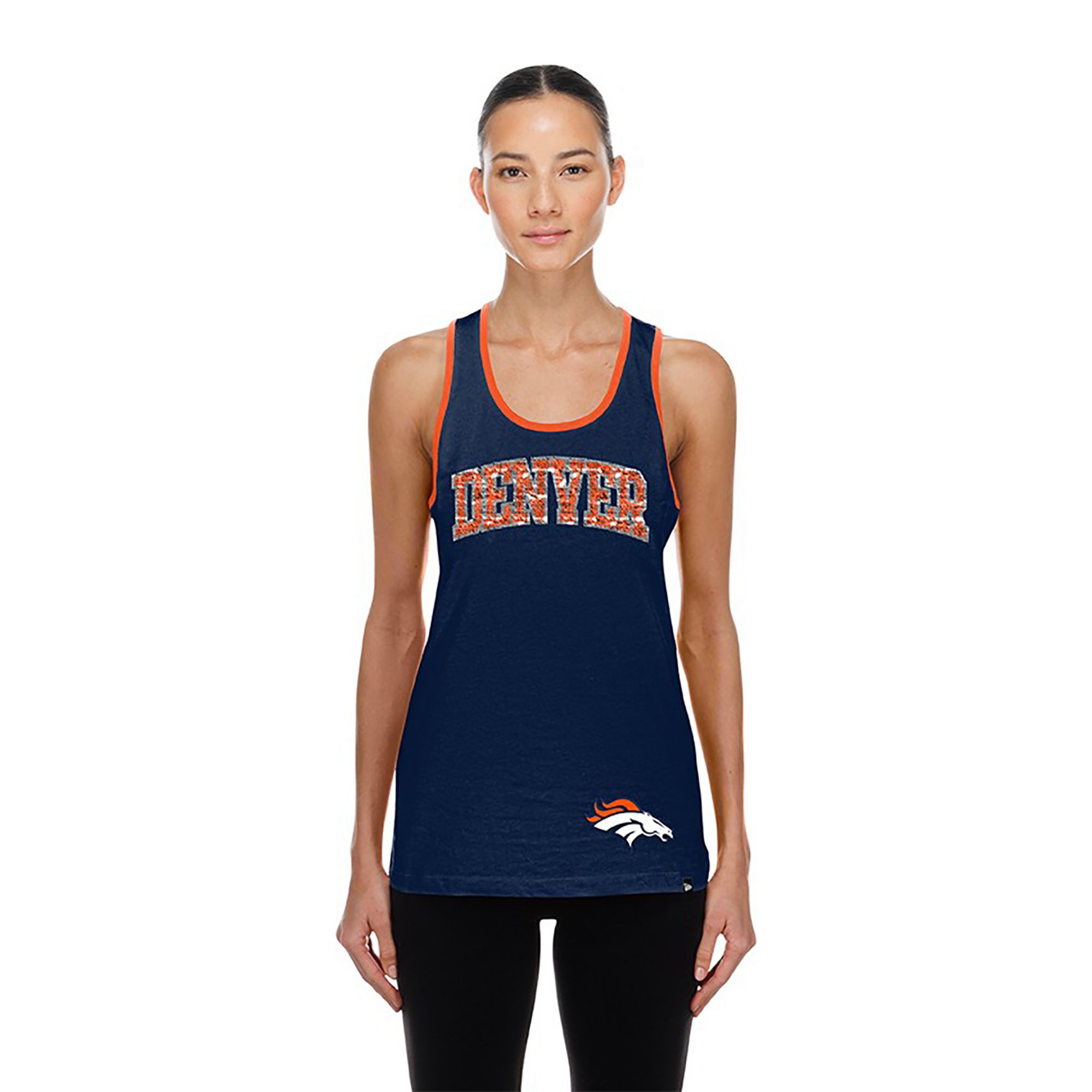 New Era Women's Denver Broncos Navy Sequin Tank Top