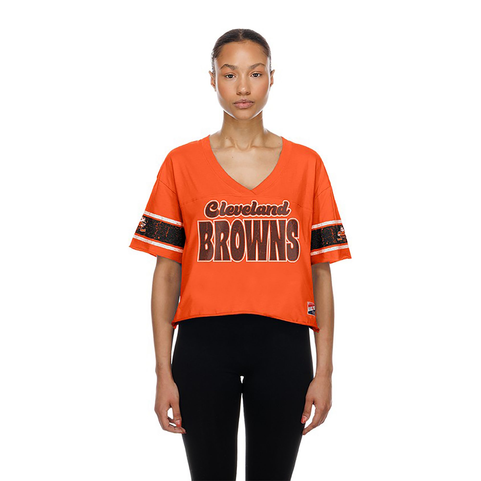New Era Women's Cleveland Browns Orange Bubble Faded T-Shirt