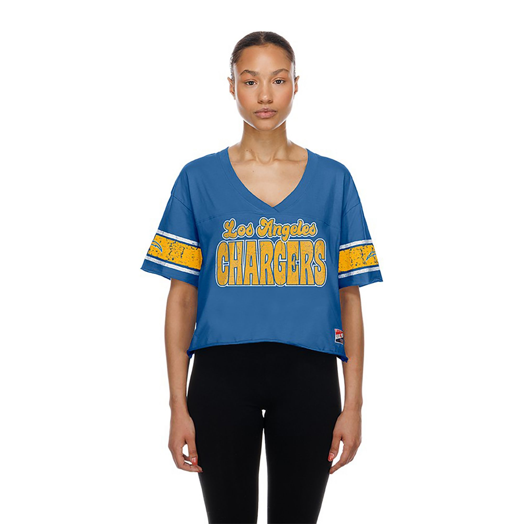 New Era Women's Los Angeles Chargers Blue Bubble Faded T-Shirt