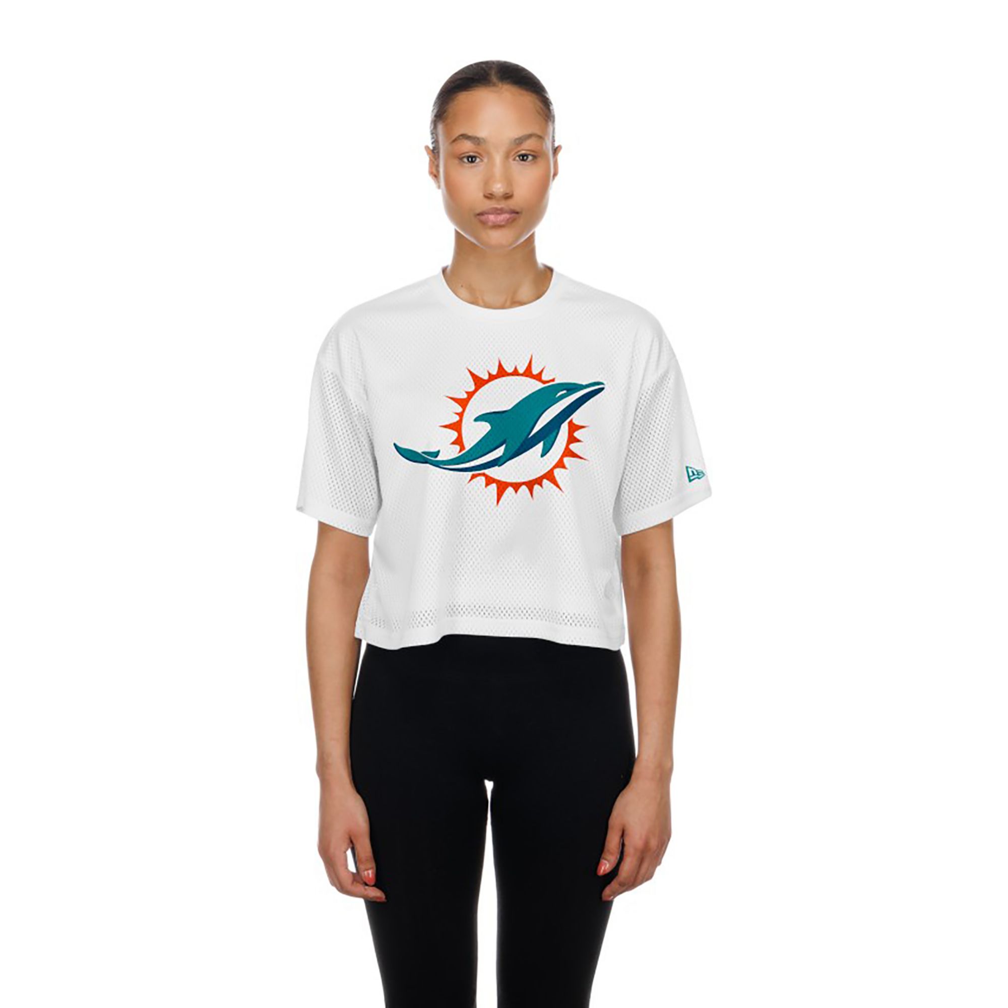 New Era Women's Miami Dolphins White Mesh Boxy T-Shirt