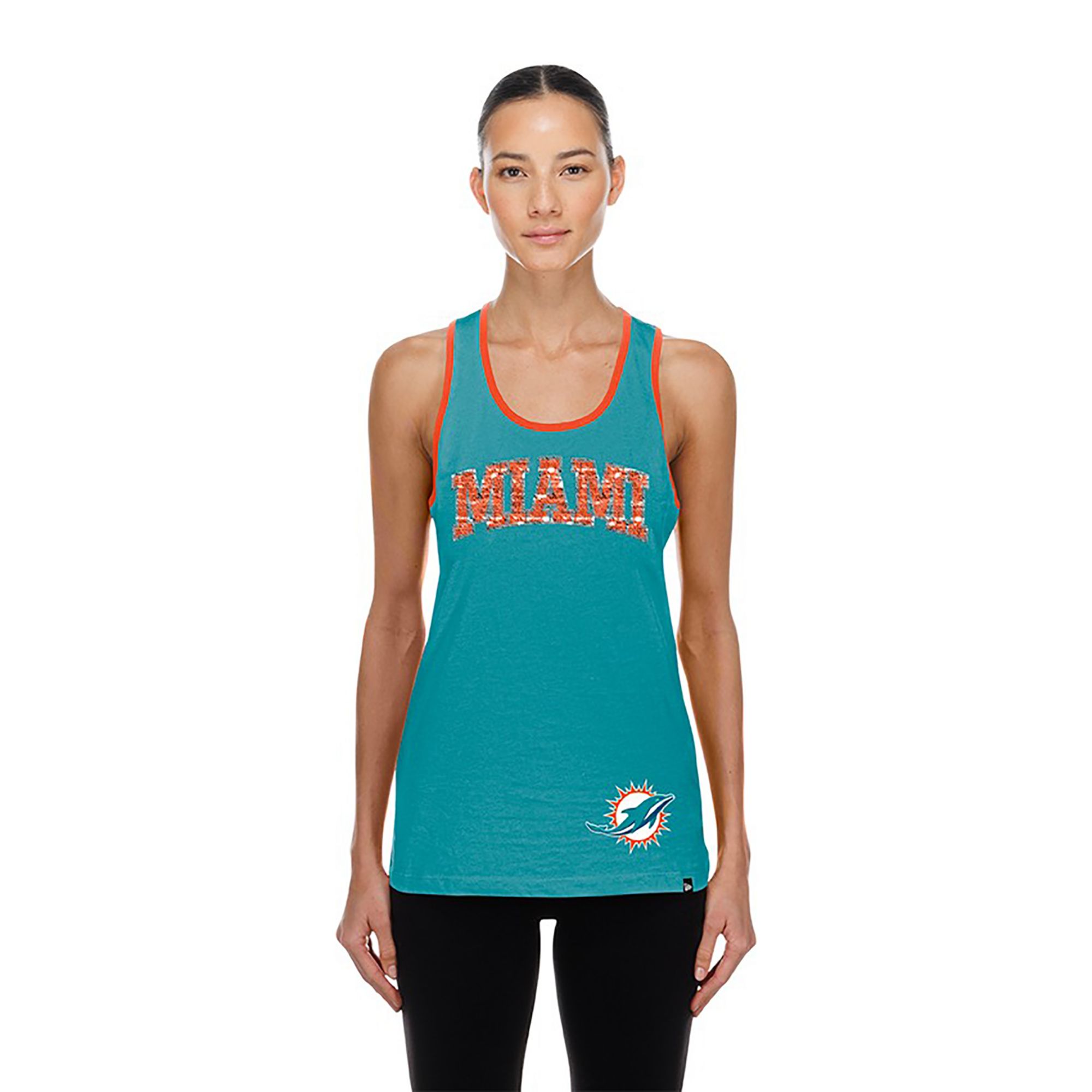 New Era Women's Miami Dolphins Turquoise Sequin Tank Top