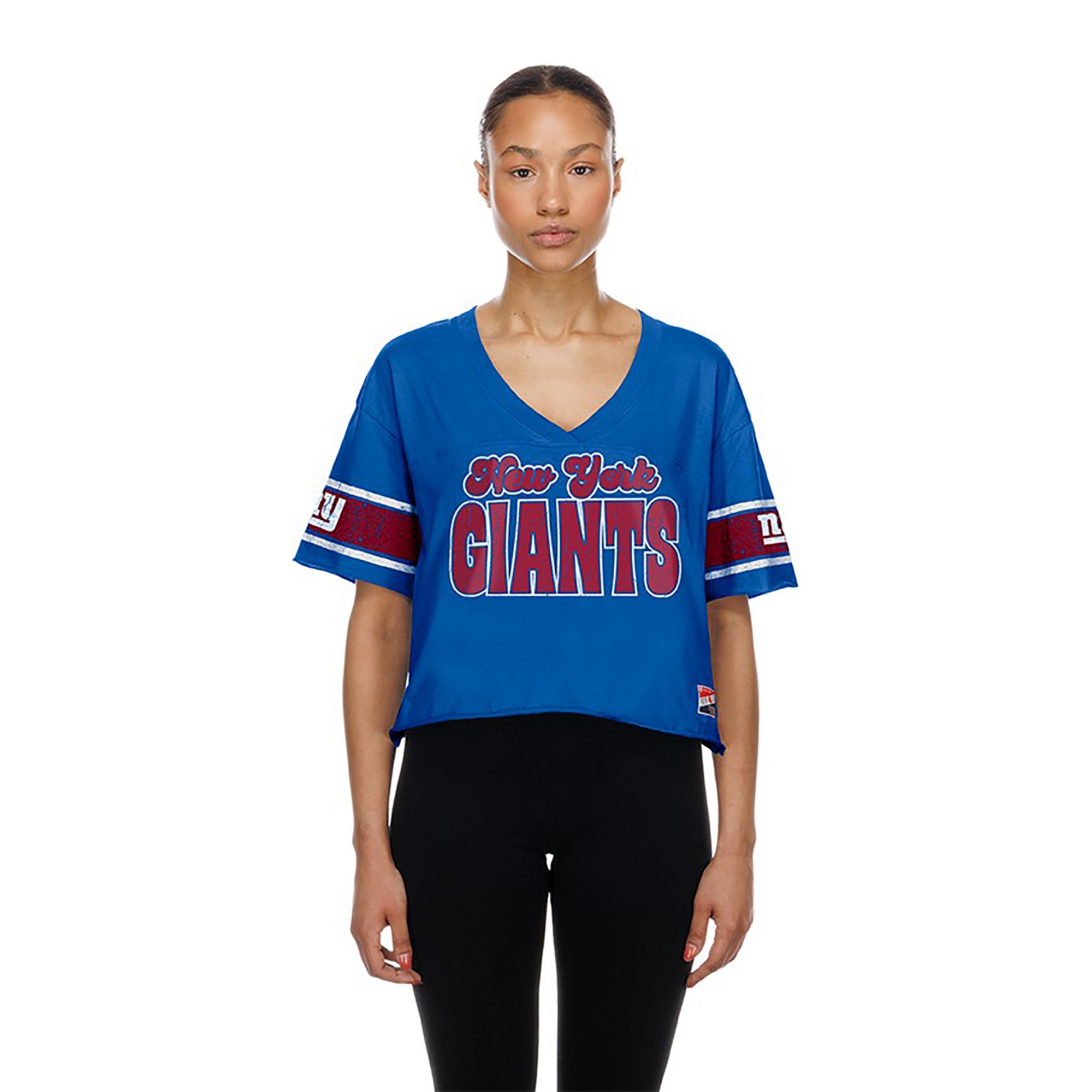 New Era Women's New York Giants Blue Bubble Faded T-Shirt