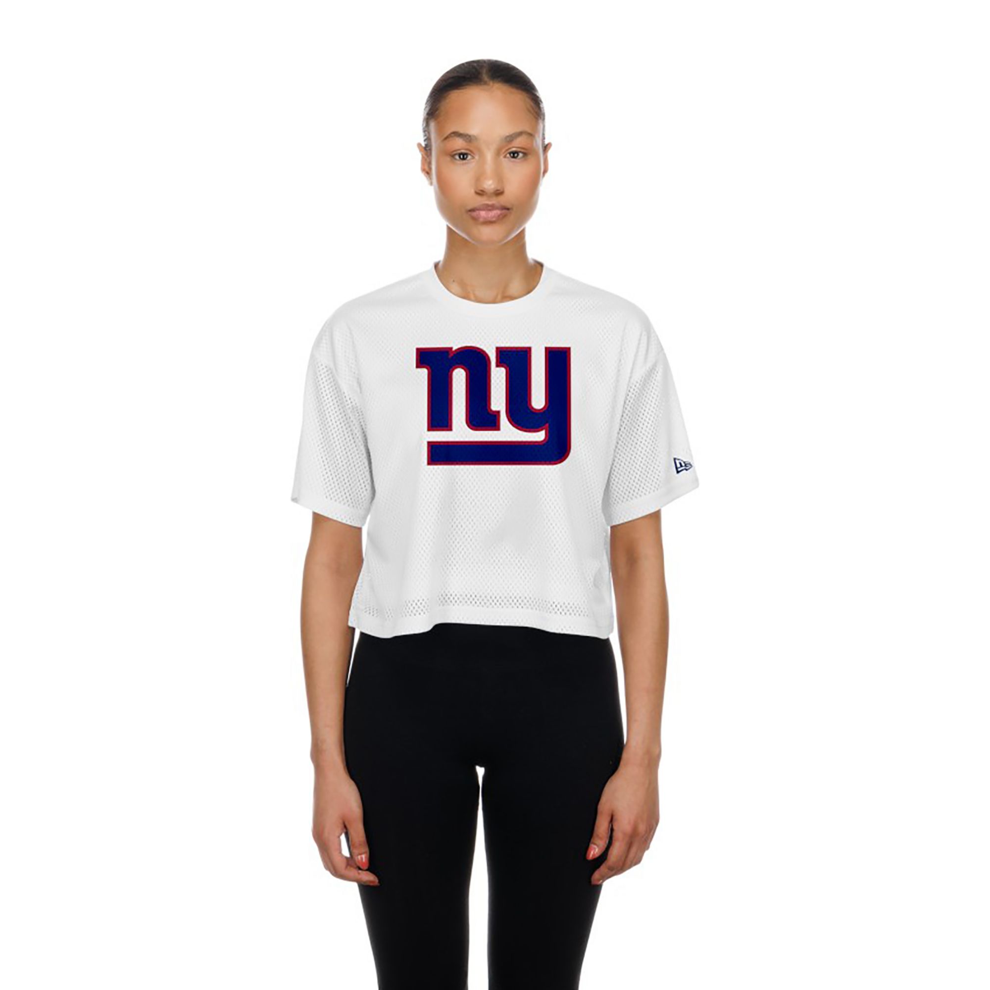 New Era Women's New York Giants White Mesh Boxy T-Shirt