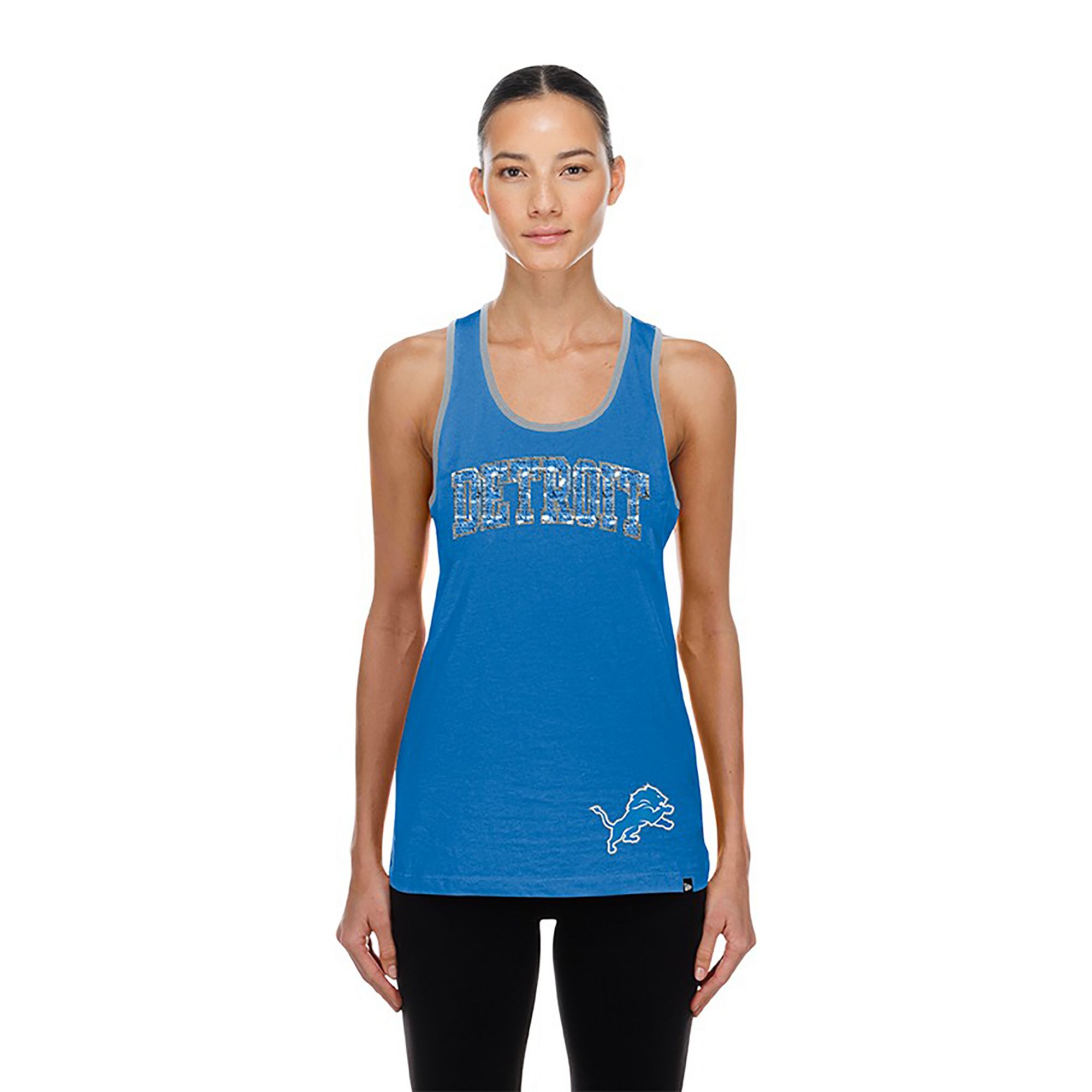 New Era Women's Detroit Lions Blue Sequin Tank Top