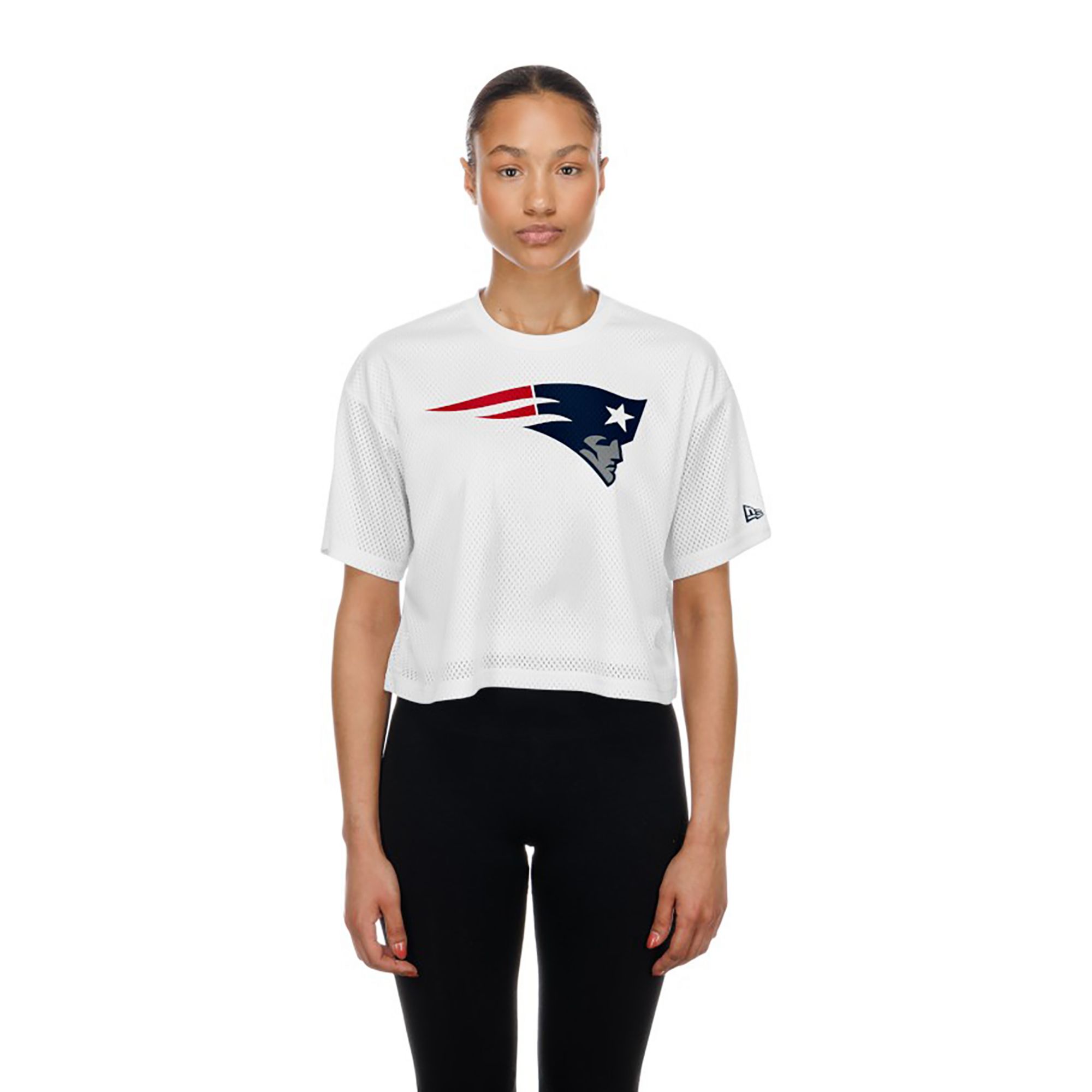 New Era Women's New England Patriots White Mesh Boxy T-Shirt