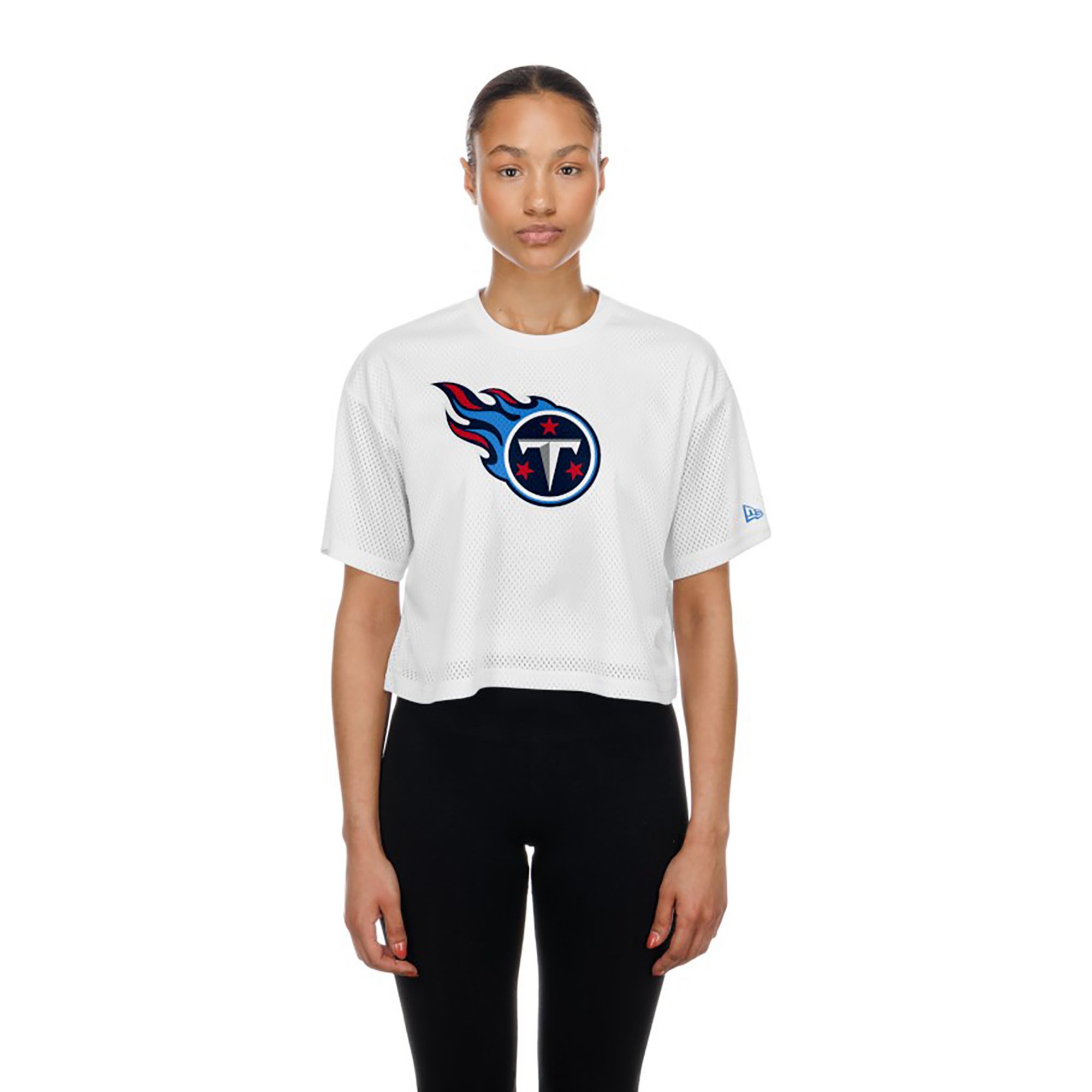 New Era Women's Tennessee Titans White Mesh Boxy T-Shirt