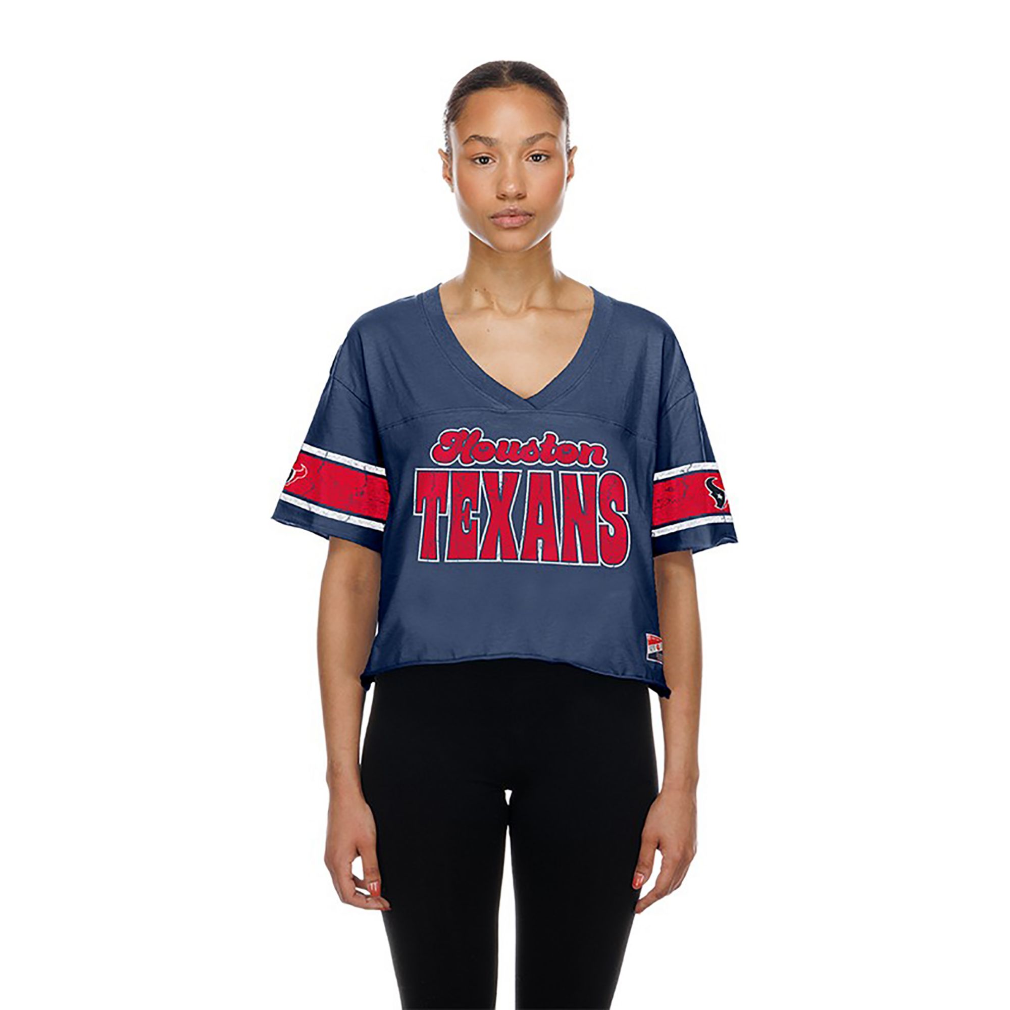 New Era Women's Houston Texans Navy Bubble Faded T-Shirt