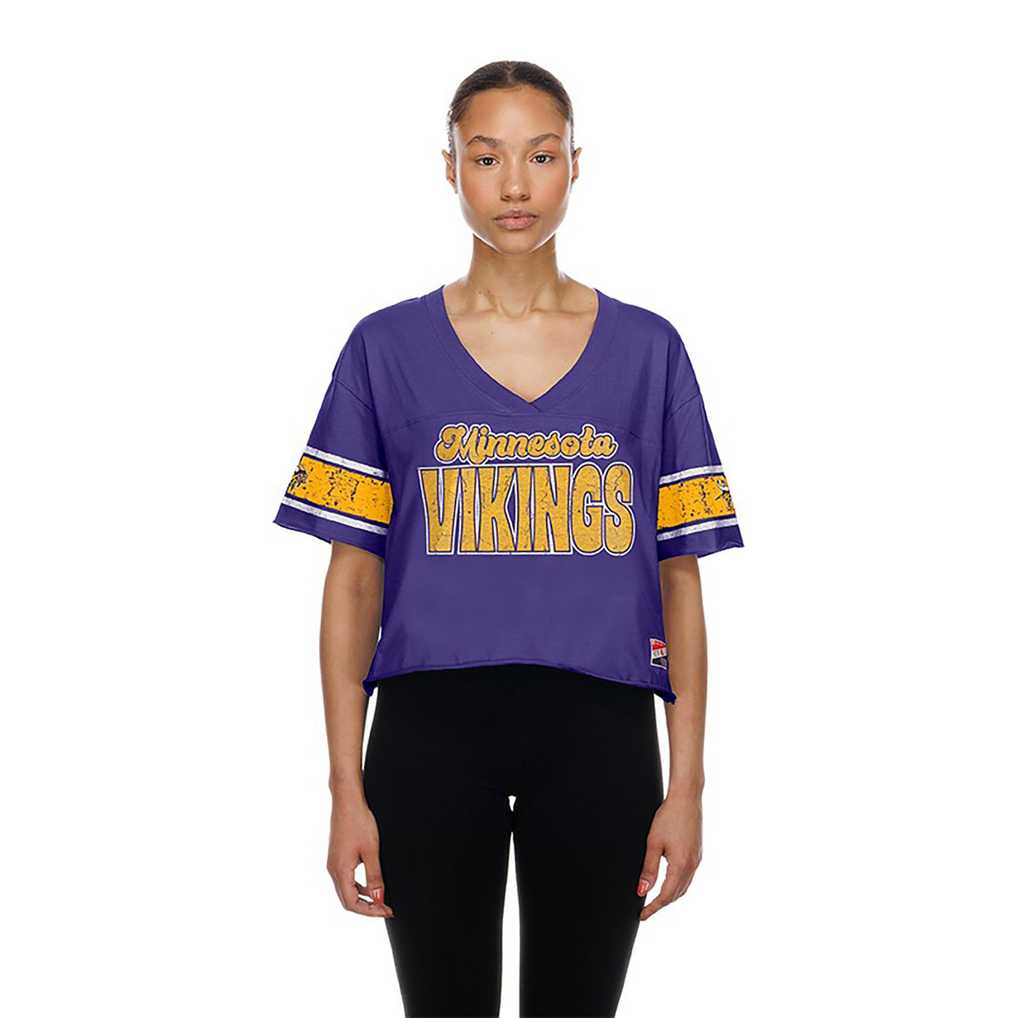 New Era Women's Minnesota Vikings Purple Bubble Faded T-Shirt