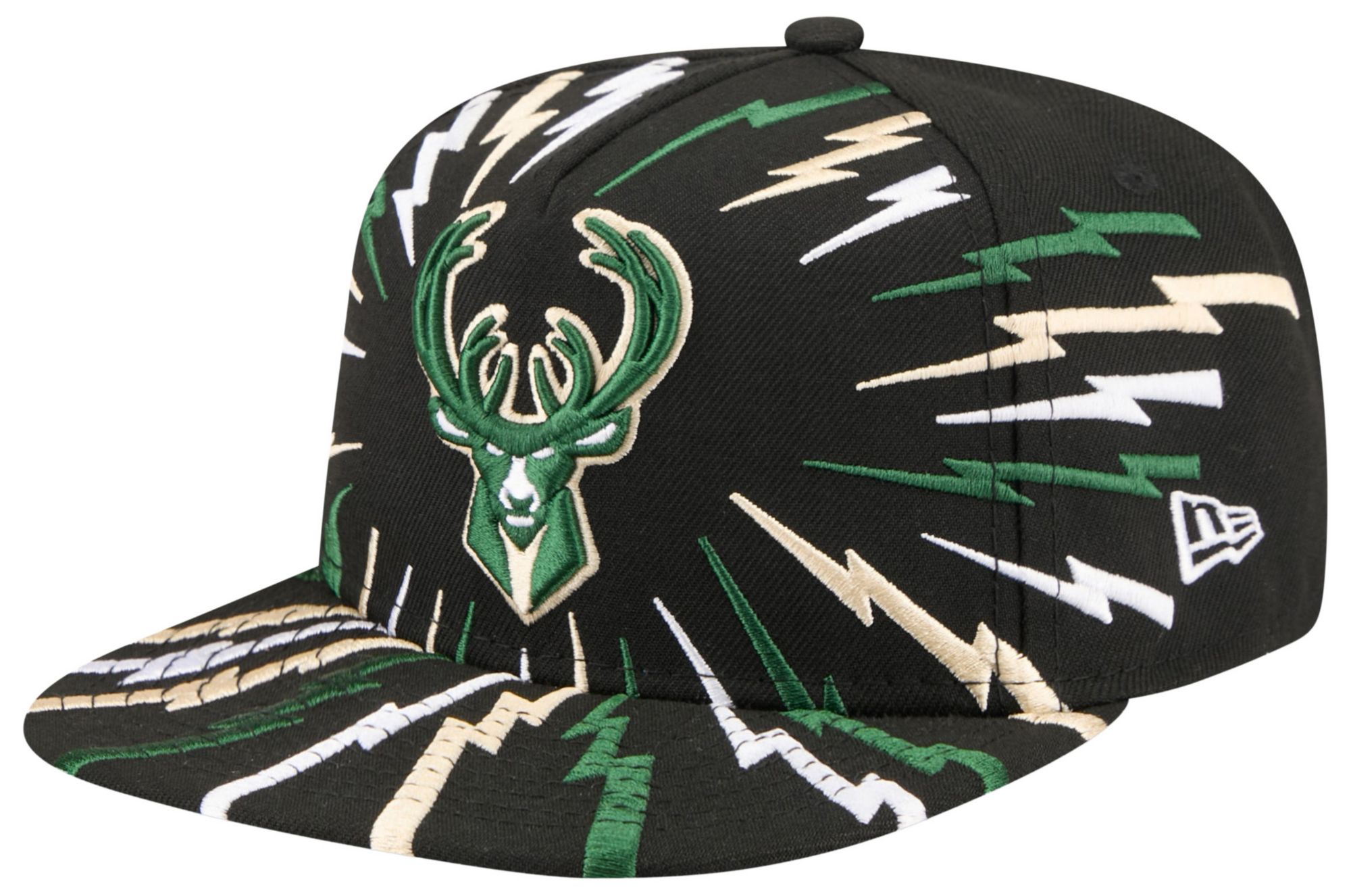 New Era Youth Milwaukee Bucks Black 9Fifty A-Frame Adjustable Hat