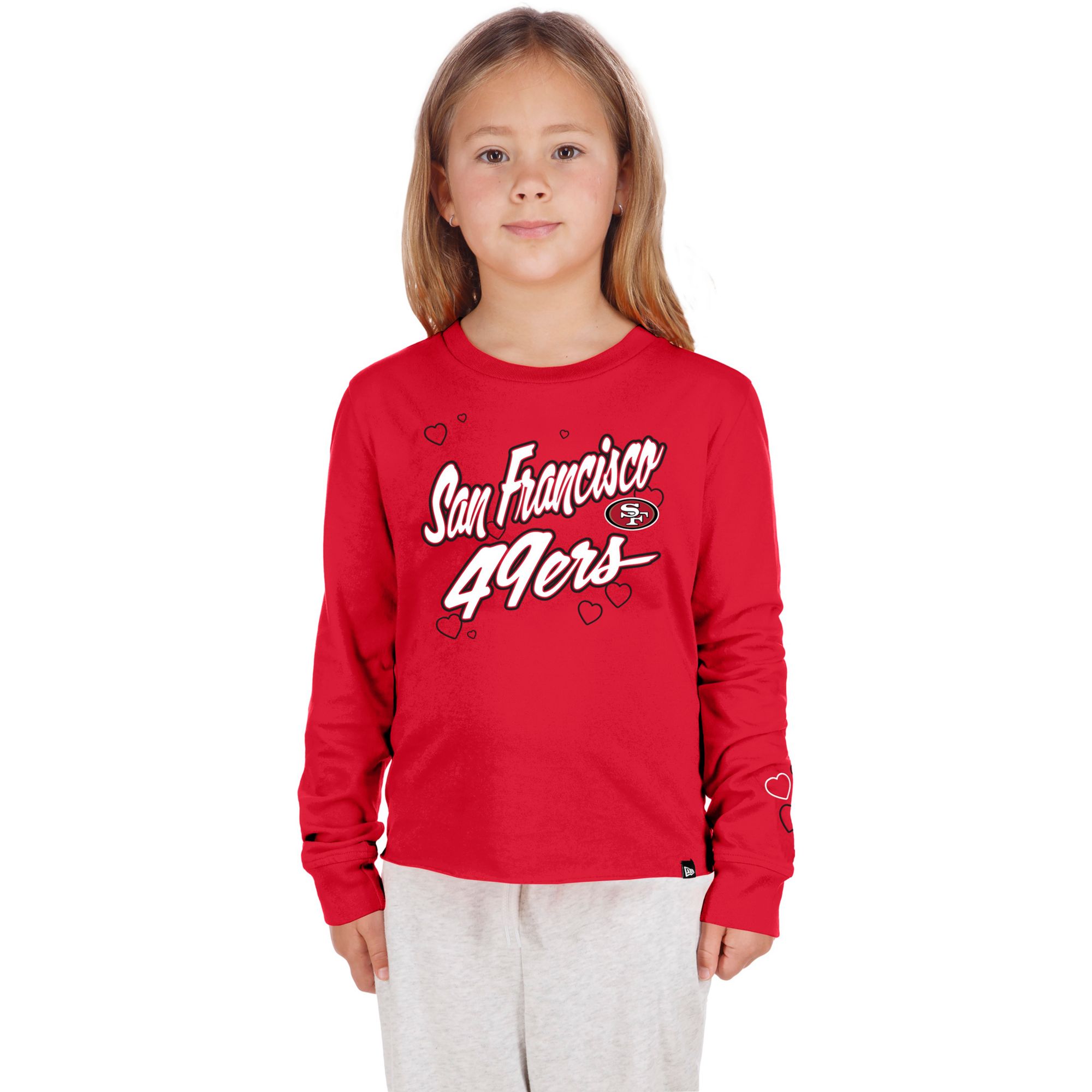 New Era Youth San Francisco 49ers Red Heart Long Sleeve Shirt