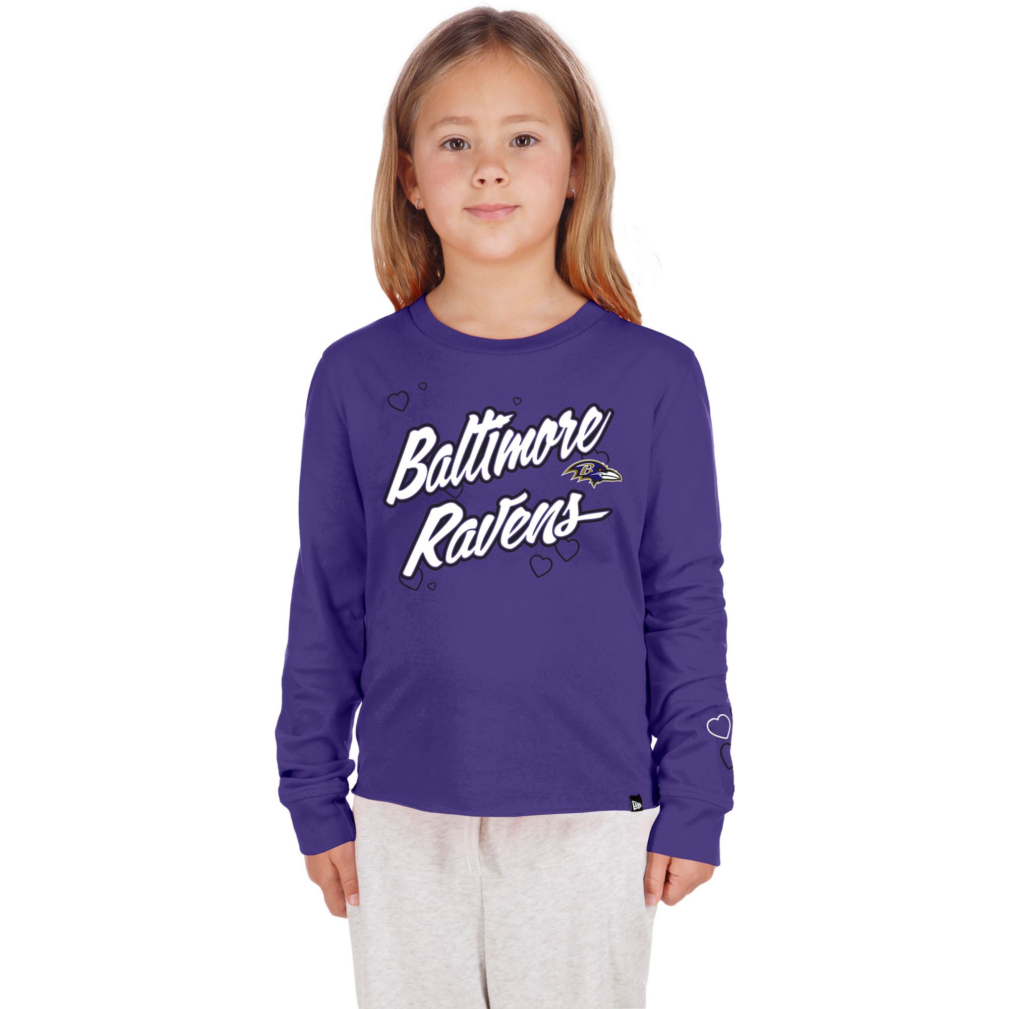 New Era Youth Baltimore Ravens Purple Heart Long Sleeve Shirt