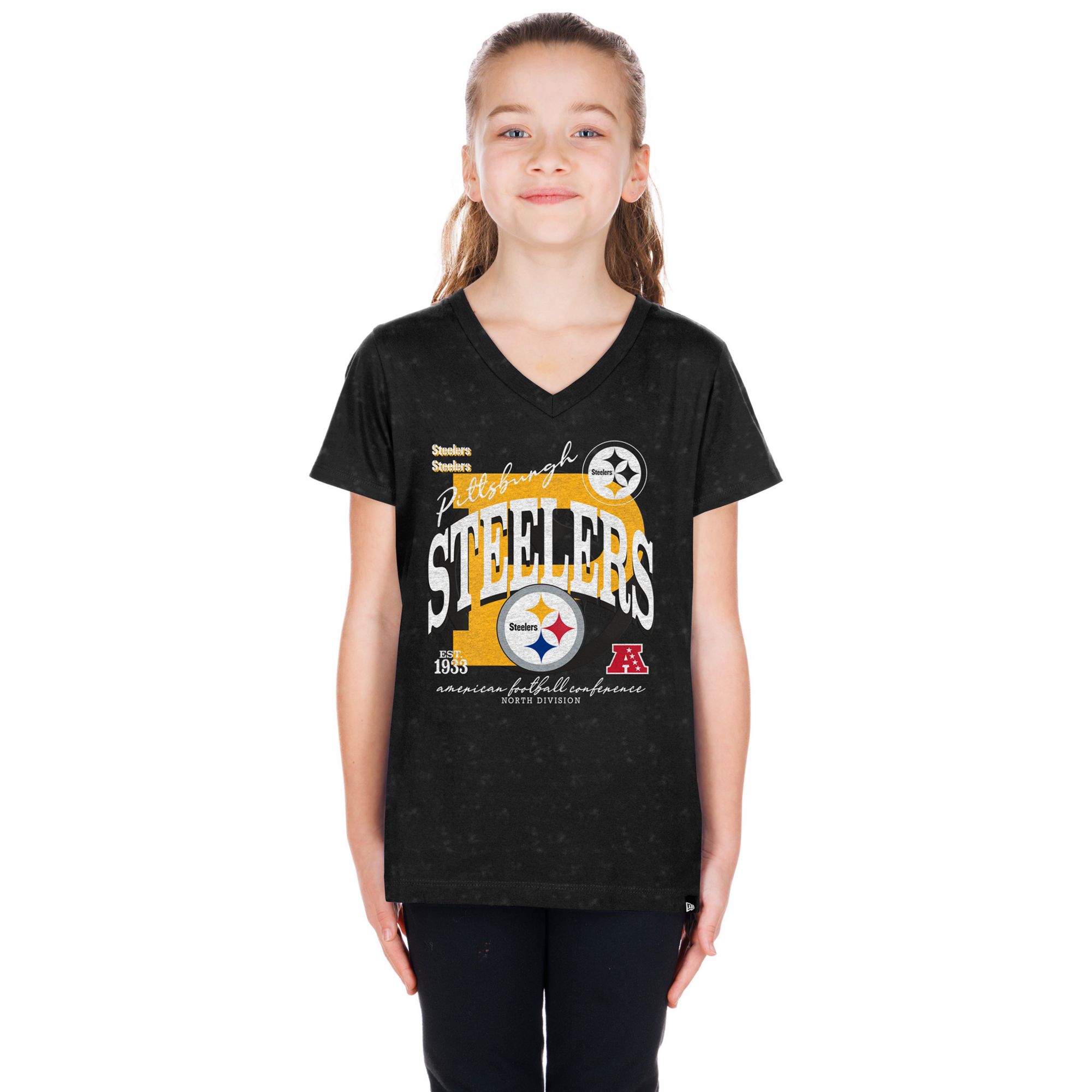 New Era Youth Pittsburgh Steelers Black Vintage T-Shirt